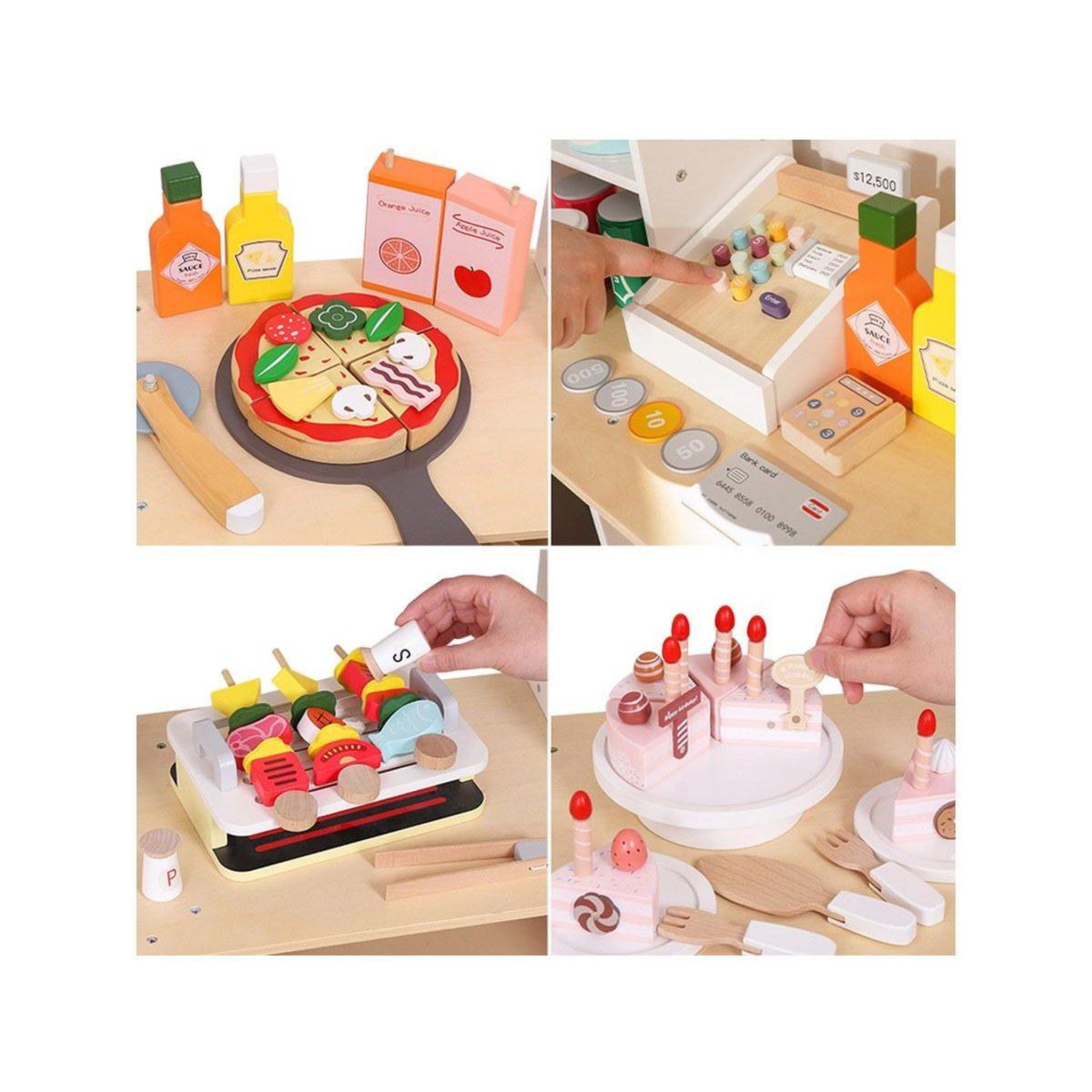 Voir la diapositive 3 : 1001JOUETS Stand de Snacking en Bois - Avec Accessoires et Tableau Noir - 110 cm