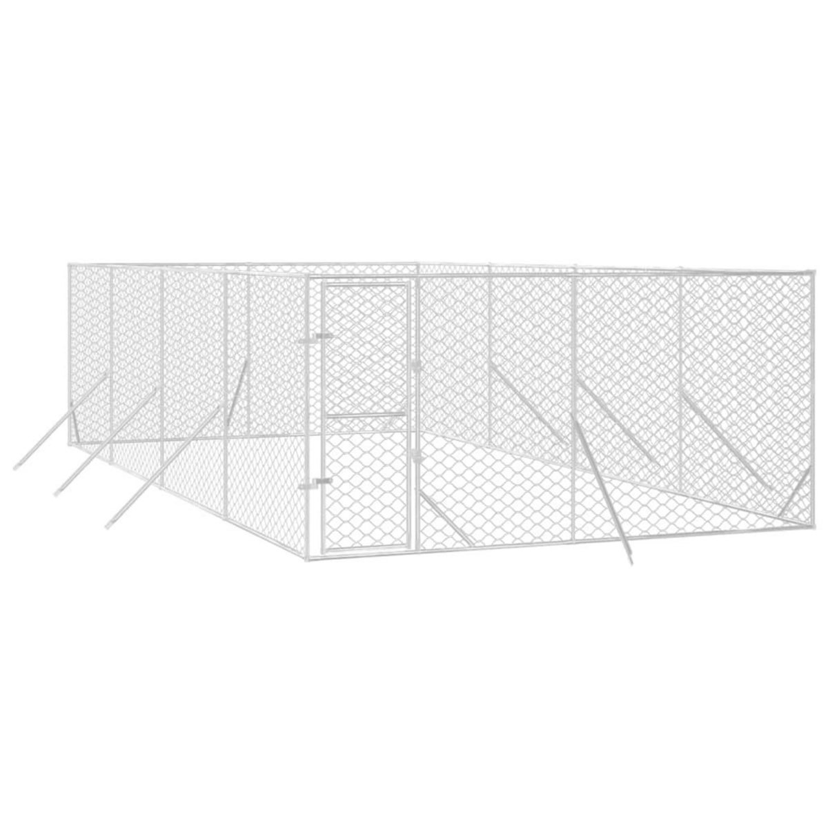 VIDAXL Chenil d'exterieur pour chiens argente 4x8x2 m acier galvanise
