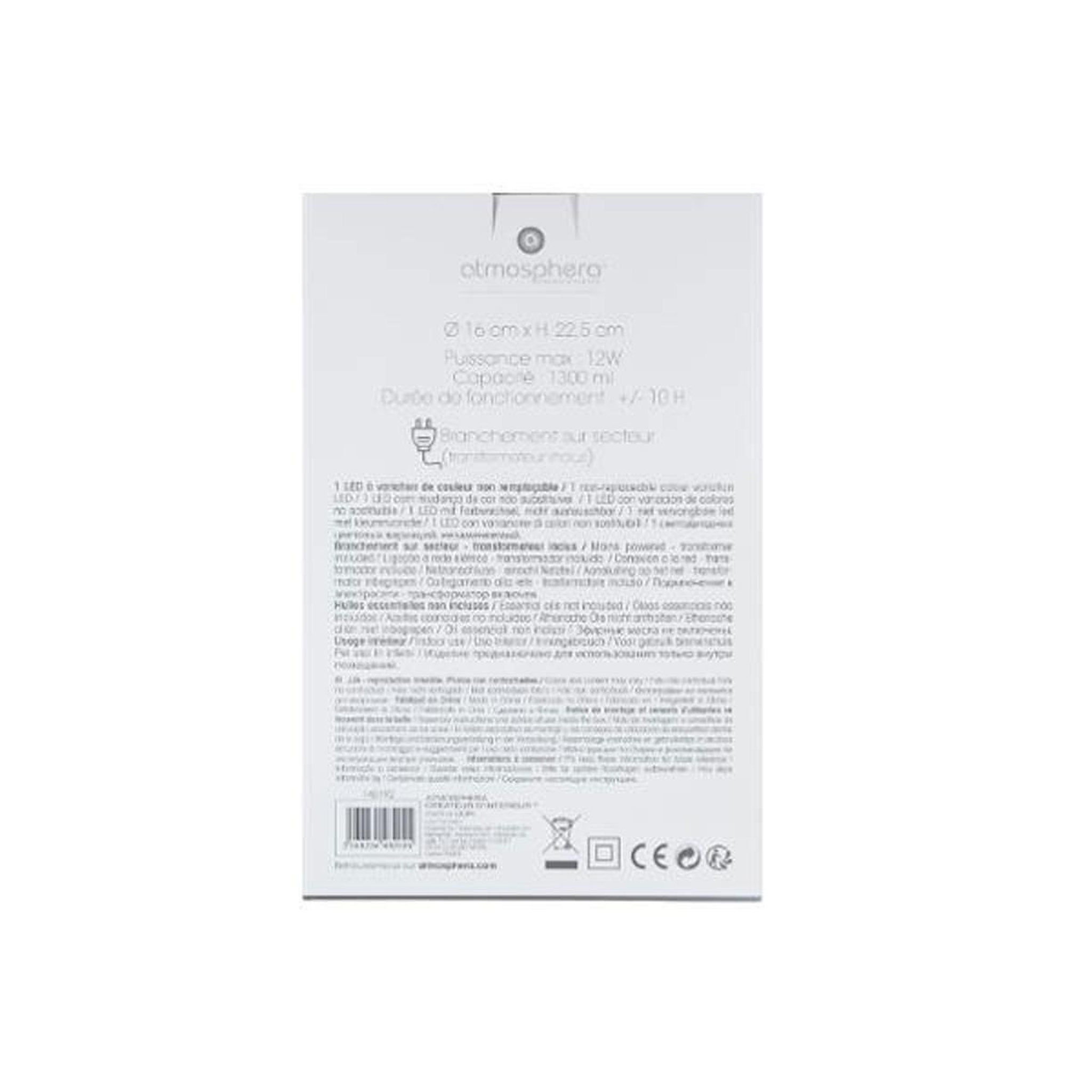 Voir la diapositive 6 : ATMOSPHERA Diffuseur d'huiles essentielles led  arlie  22cm blanc