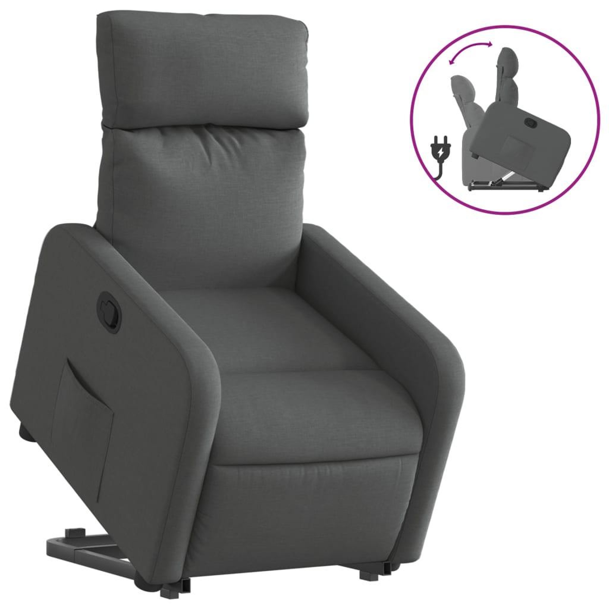 Voir la diapositive 2 : VIDAXL Fauteuil inclinable Gris fonce Tissu