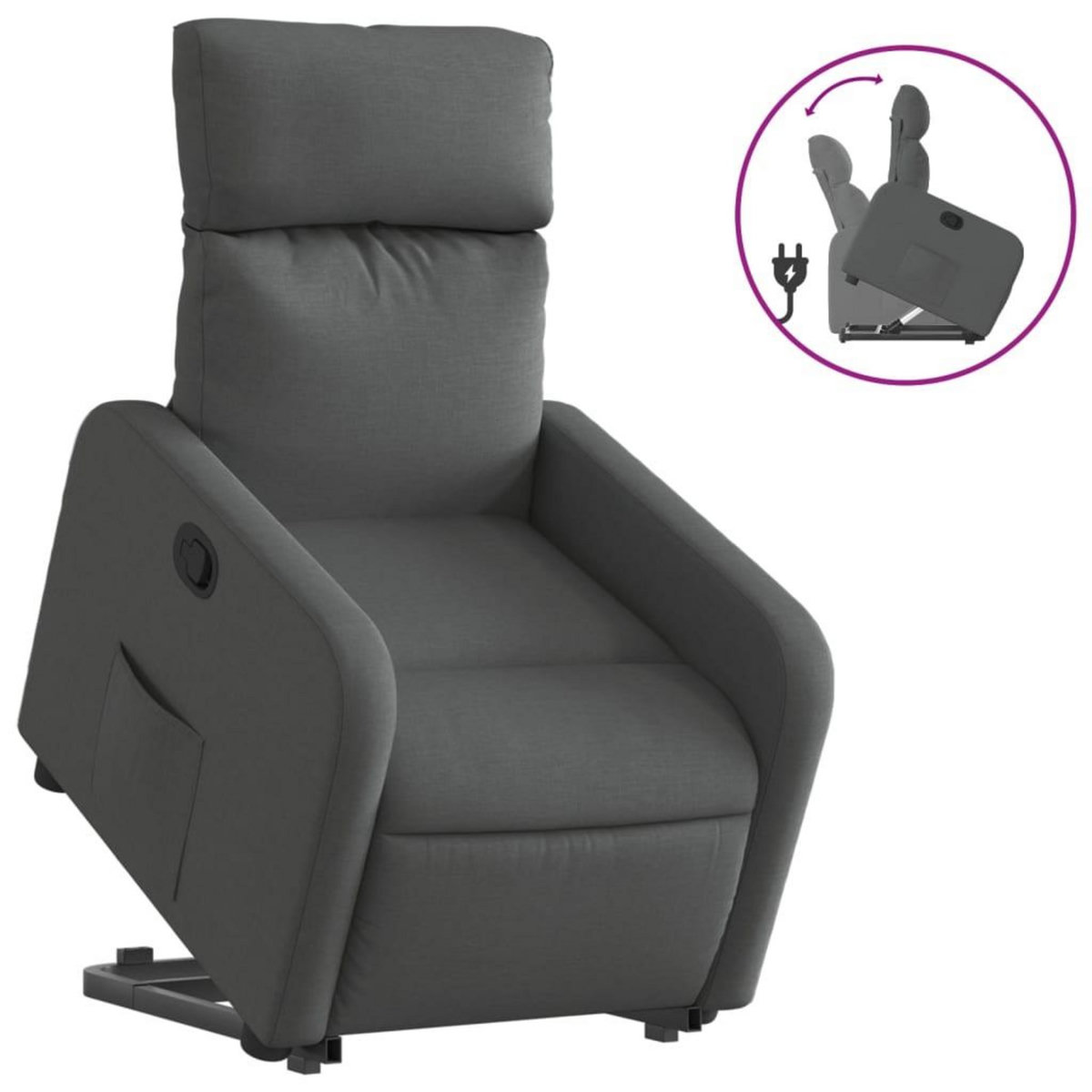 VIDAXL Fauteuil inclinable Gris fonce Tissu
