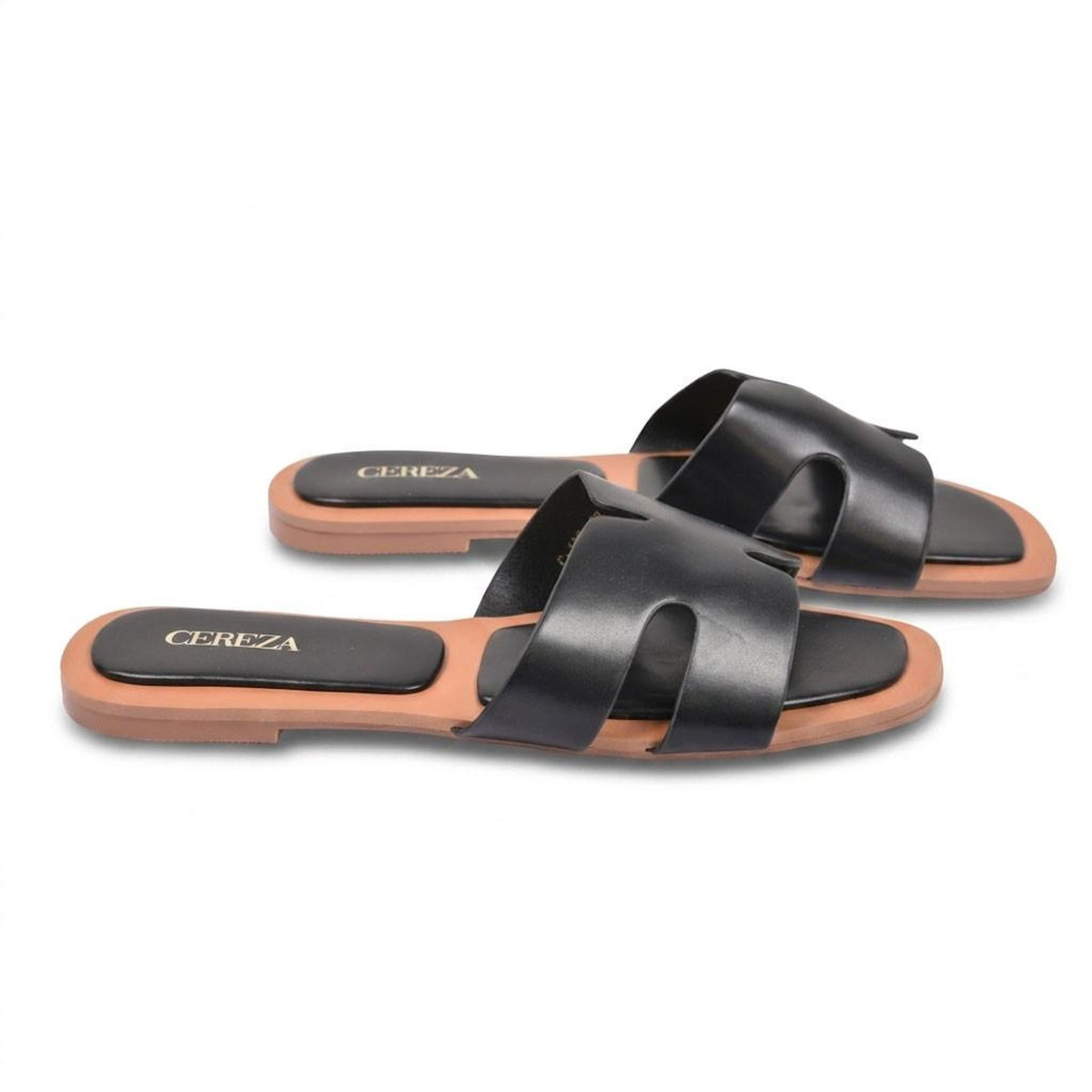 OZABI OZABI Sandales Slide H-Strap Cuir Synthétique Or Noir