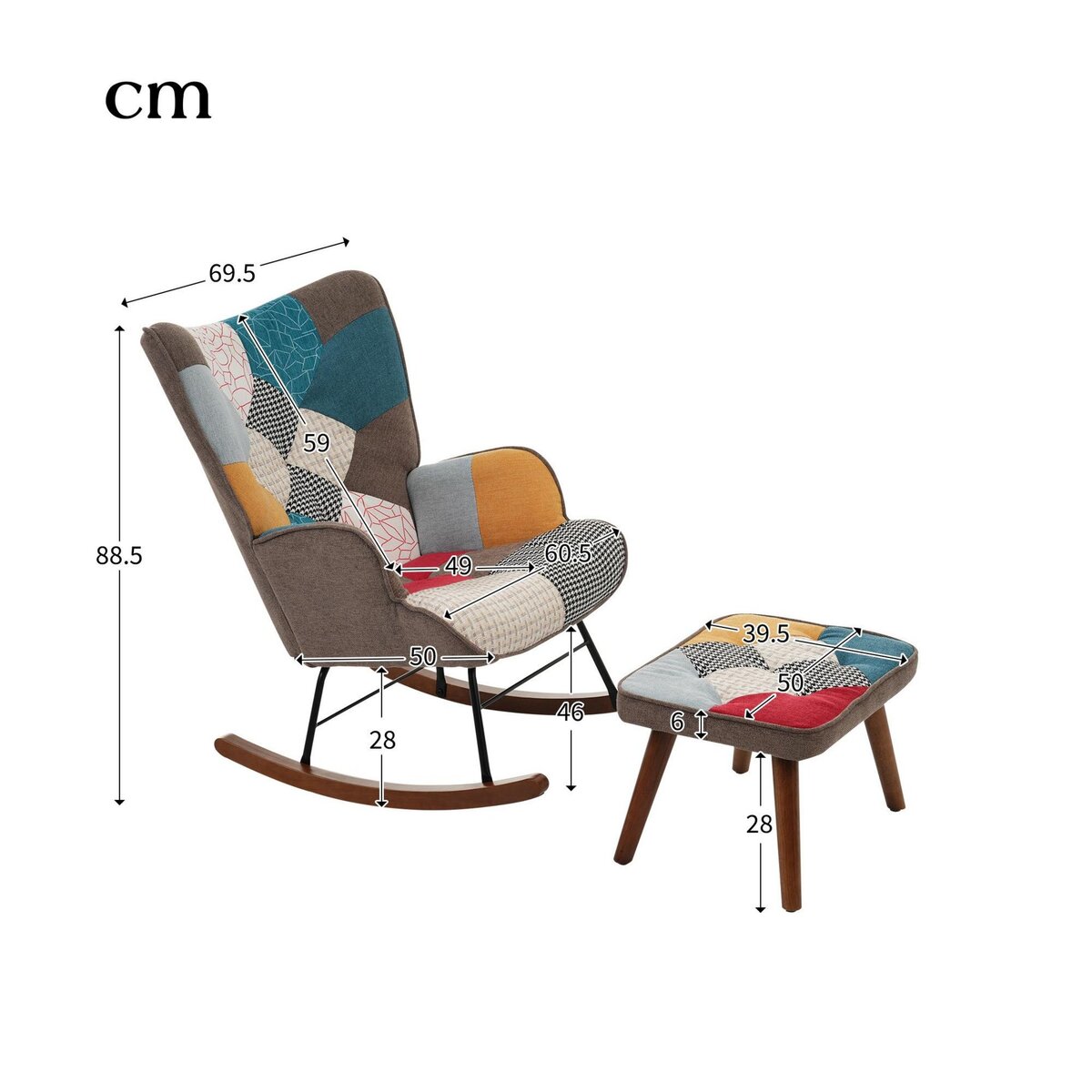 MERAX Rocking Chair Avec Repose-pieds Multicolore