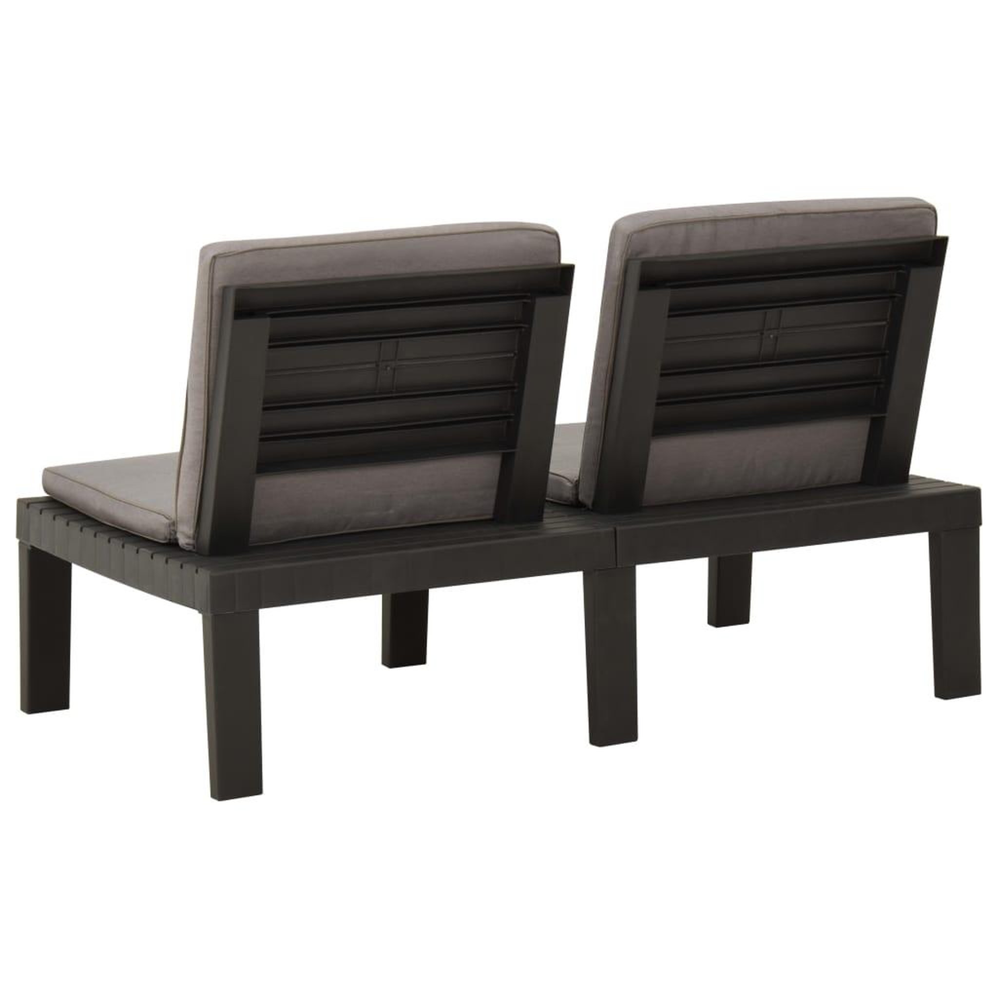 Voir la diapositive 3 : VIDAXL Banc de salon de jardin avec coussin Plastique Gris