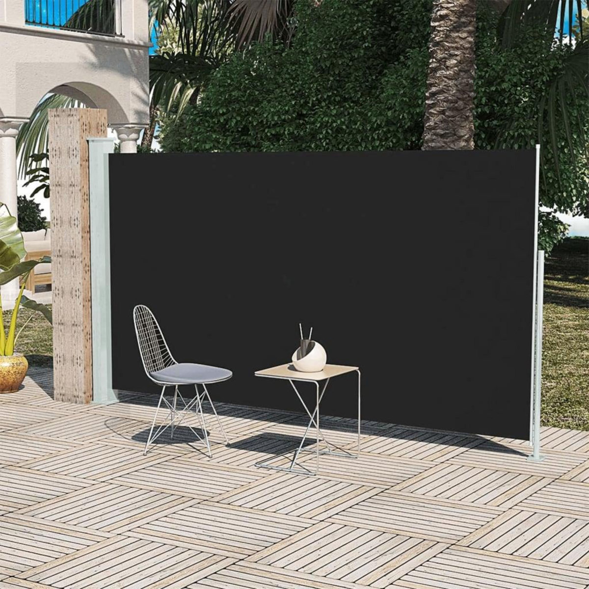 VIDAXL Auvent lateral retractable de patio 160x300 cm Noir