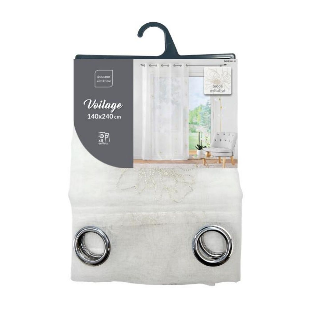 Paris Prix Rideau Voilage à Œillets  Sublimini  140x240cm Or