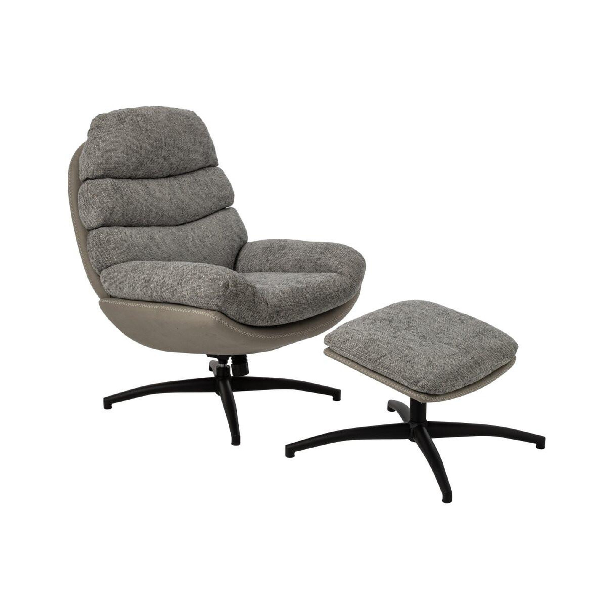 J-LINE Fauteuil avec pouf repose-pieds  vesna  102cm gris