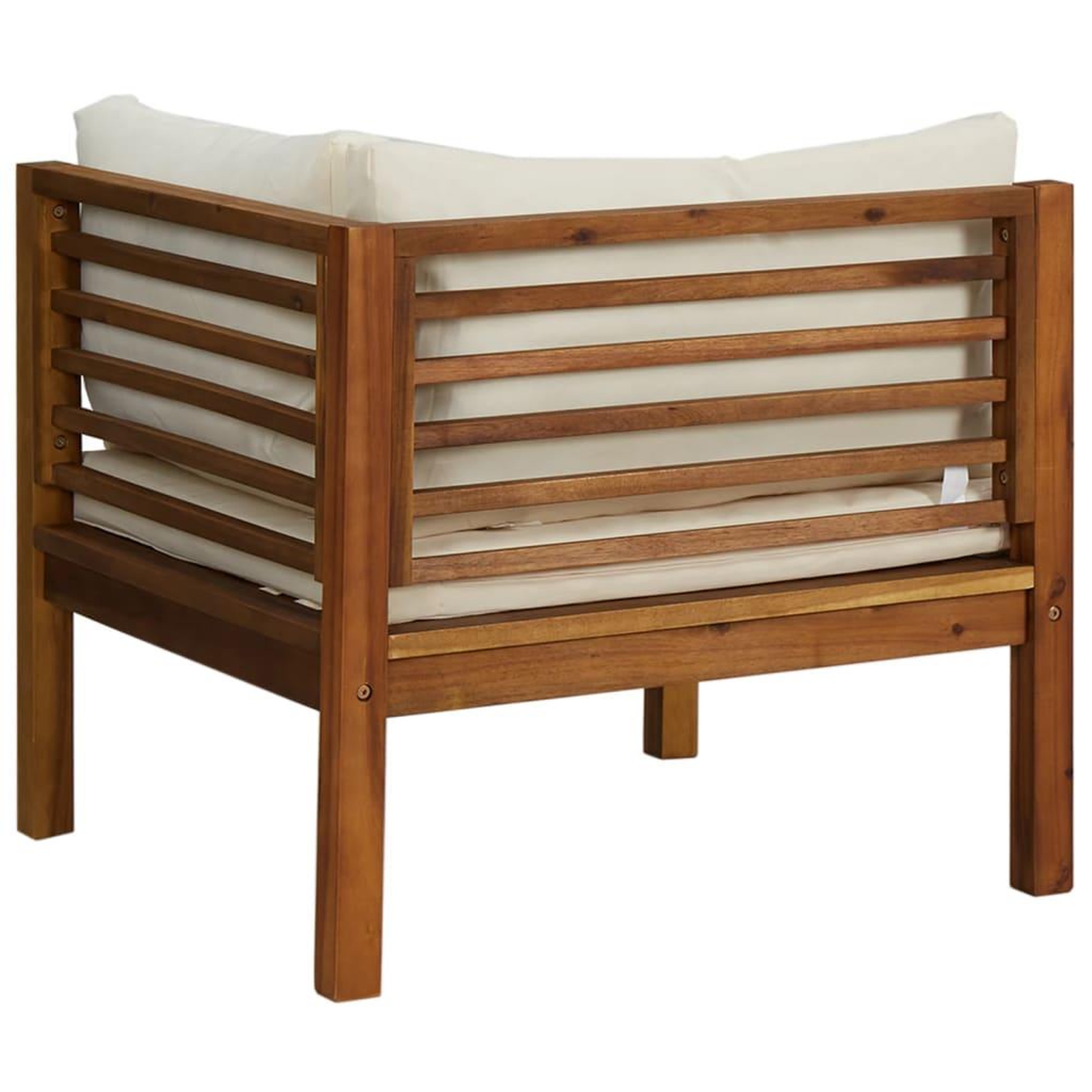 Voir la diapositive 5 : VIDAXL Canape d'angle sectionnel et coussin blanc creme Bois d'acacia
