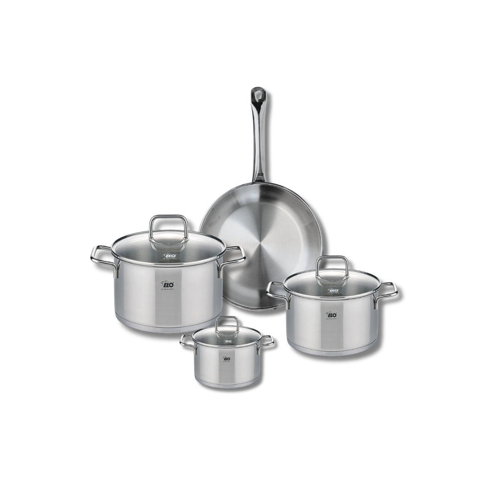 ELO Ensemble de 1 poêle de cuisson 24 cm et 3 faitouts 12, 16 et 20 cm elo profi citrin