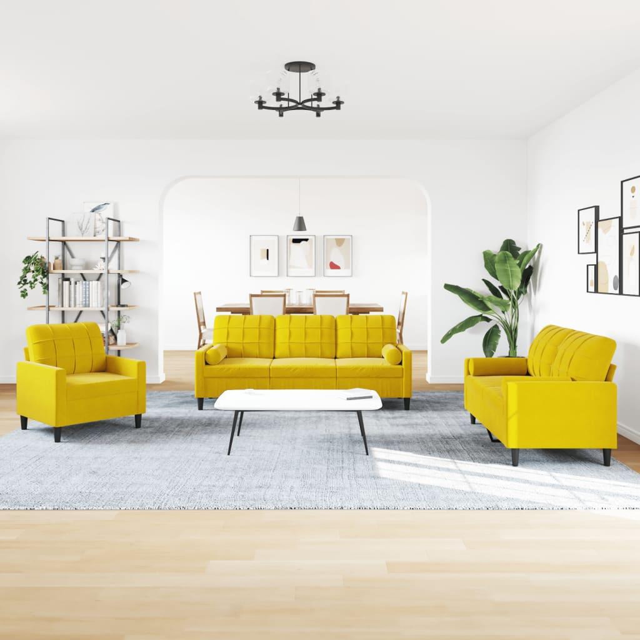 Voir la diapositive 3 : VIDAXL Ensemble de canapes 3 pcs avec coussins et traversins velours