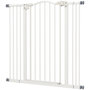 Voir la diapositive 1 : PAWHUT Barrière de sécurité pour chien extensible 74-100 cm, barrière d'escalier à fixation par pression sans percer, double verrouillage, fermeture automatique, hauteur 94 cm, blanc