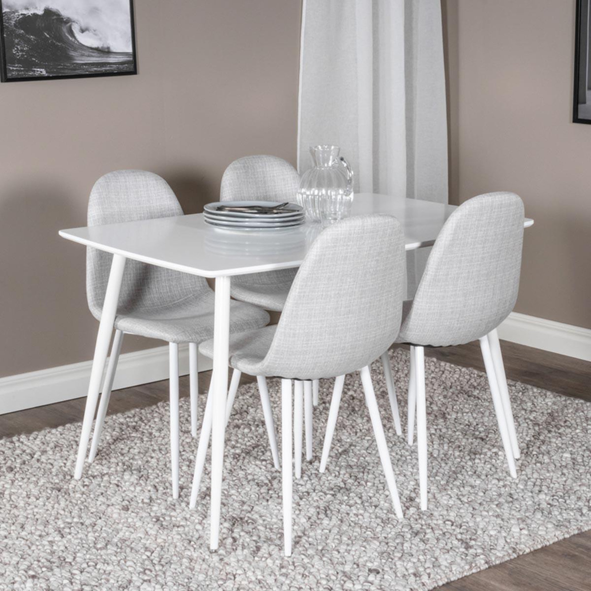 Voir la diapositive 5 : Paris Prix Ensemble table à manger & 4 chaises  polar  120cm blanc & gris