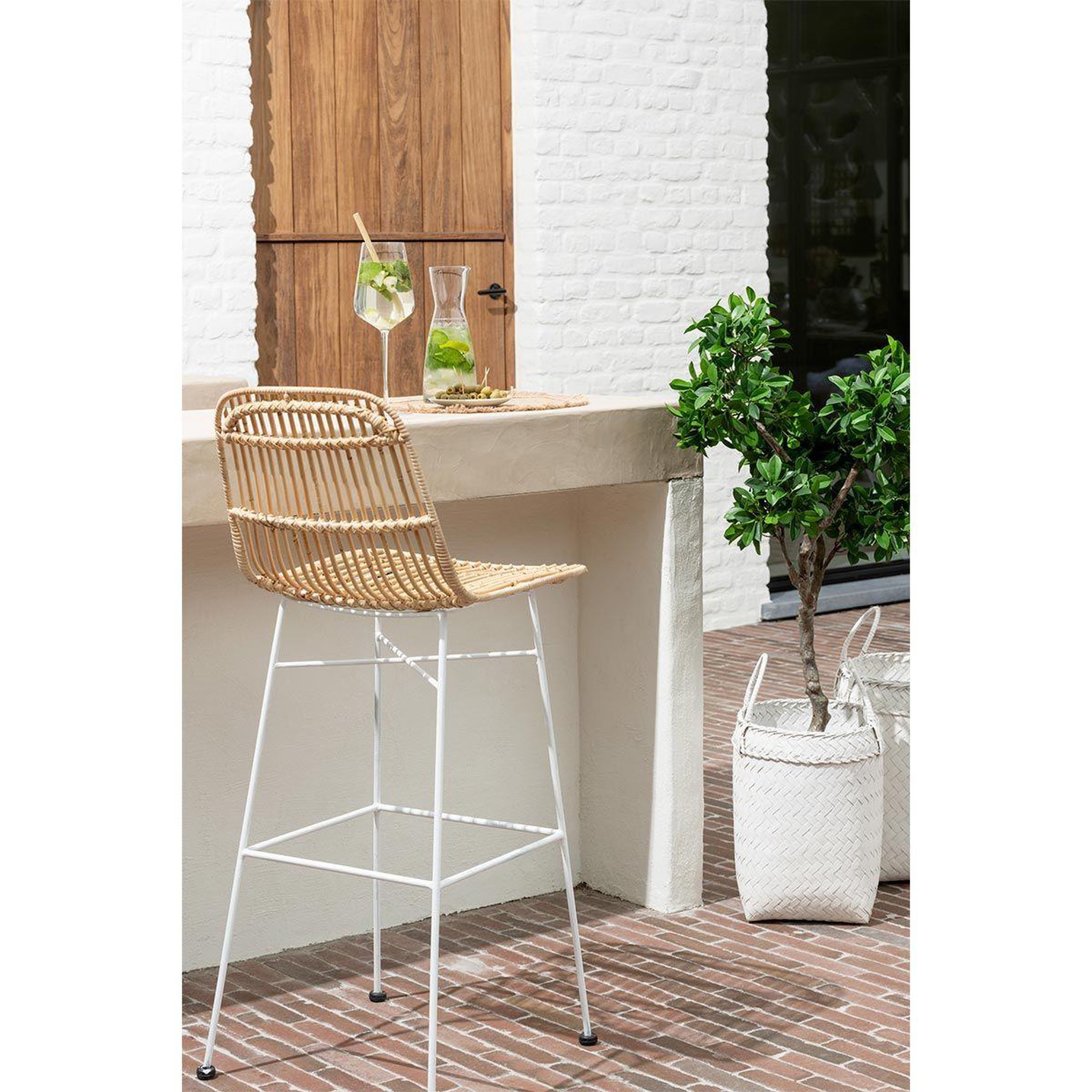 Voir la diapositive 3 : J-LINE Lot de 3 paniers déco  rotin  50cm blanc