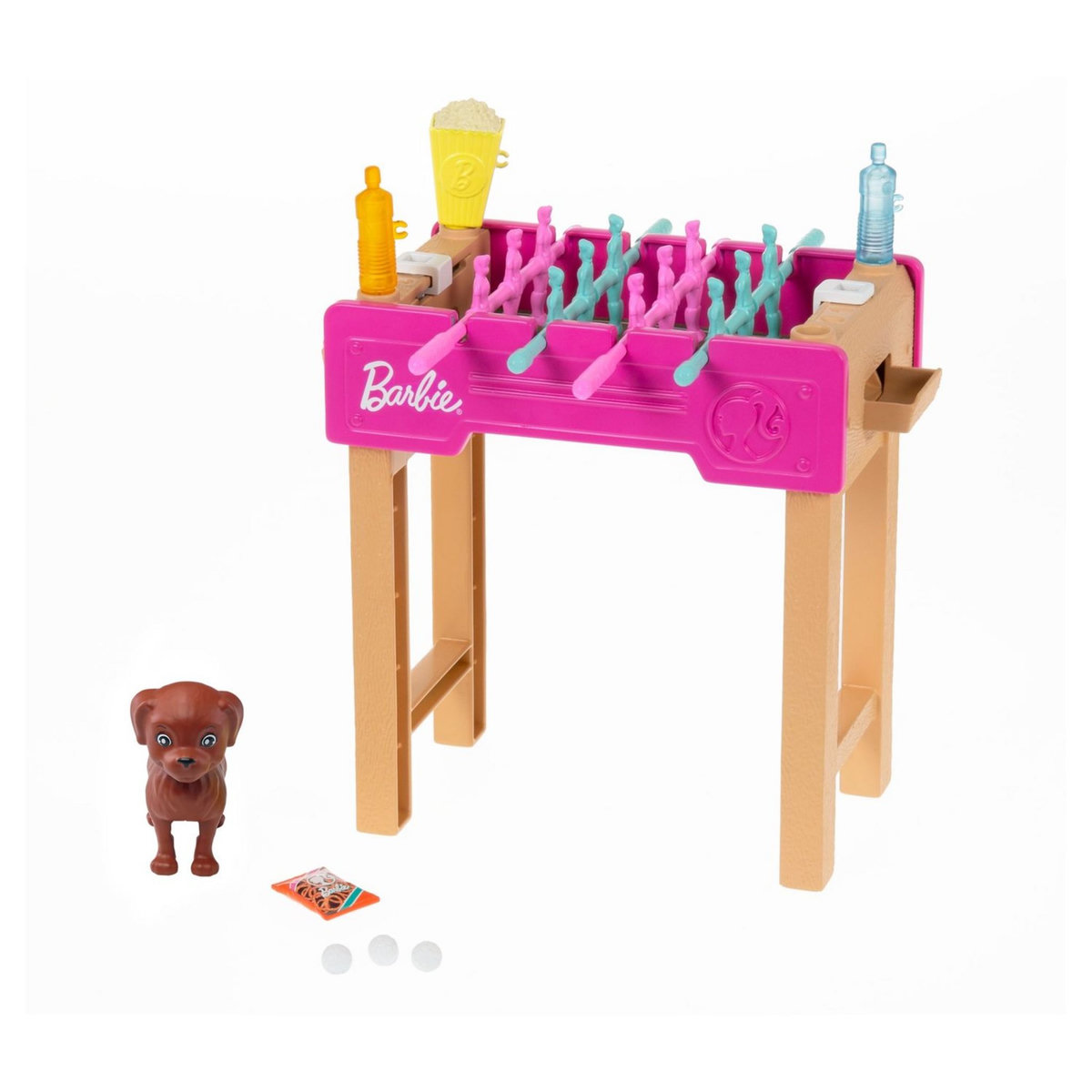 BARBIE Mini Playset Barbie Baby foot avec chien marron