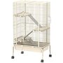 Voir la diapositive 1 : PAWHUT Cage mobile hamster rongeur furet 4 niveaux - 2 portes 3 rampes bac profond roulettes gamelle biberon - 69 x 44 x 120 cm - beige