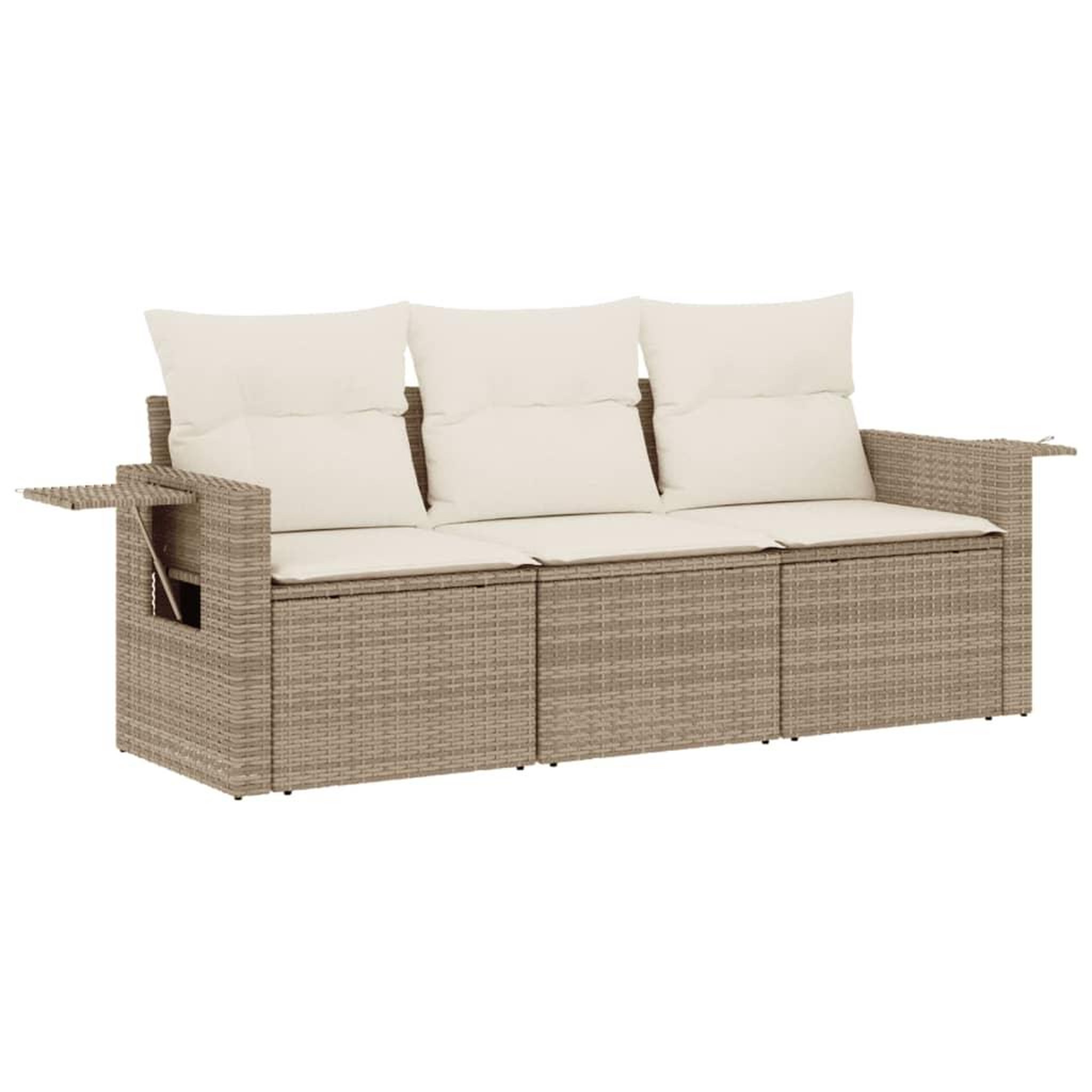 Voir la diapositive 2 : VIDAXL Salon de jardin avec coussins 3 pcs beige resine tressee