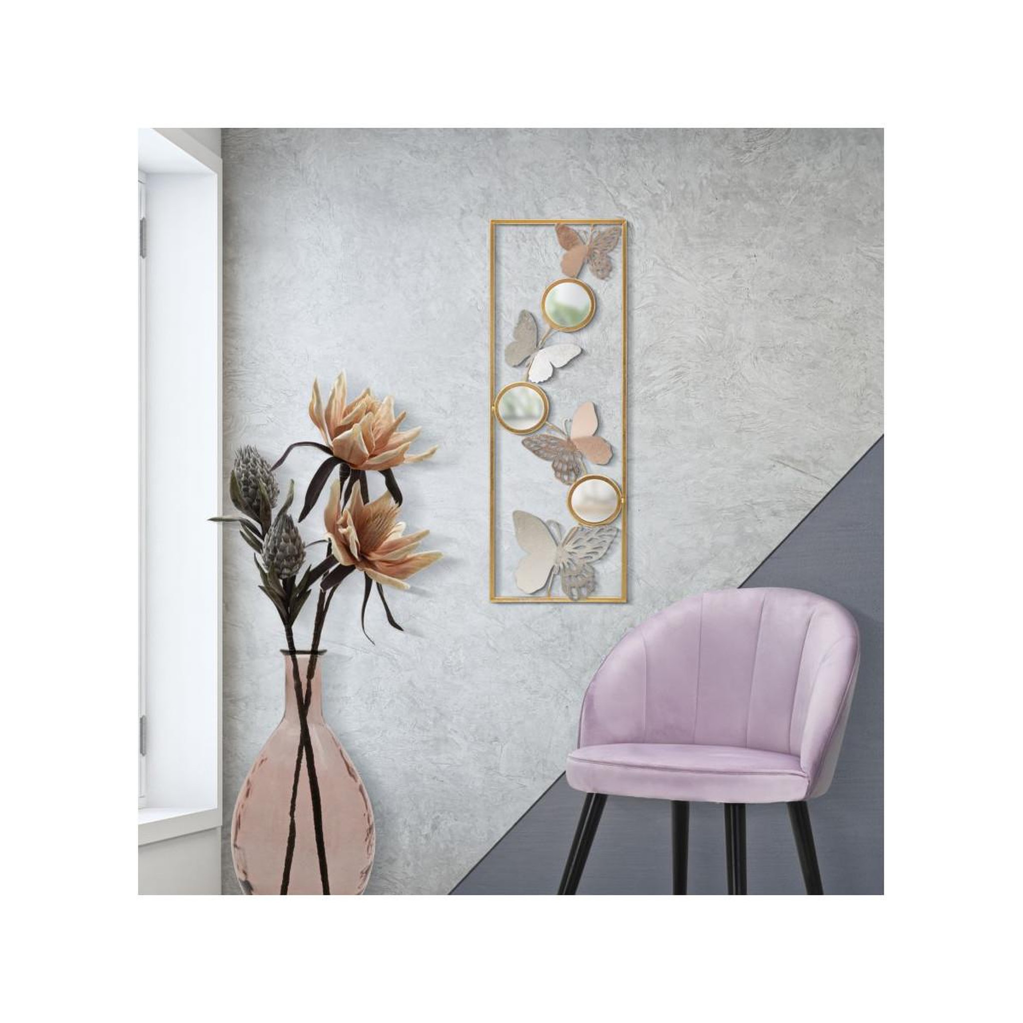 Voir la diapositive 5 : Paris Prix Décoration murale encadrée 3 miroirs  buttys  90cm multicolore