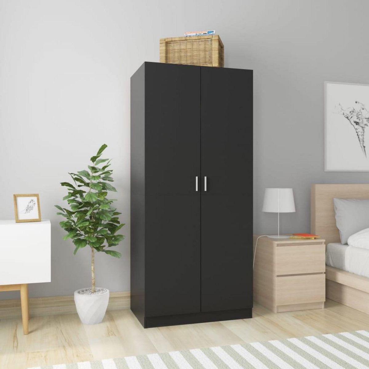 VIDAXL Garde-robe Noir 80x52x180 cm Bois d'ingenierie