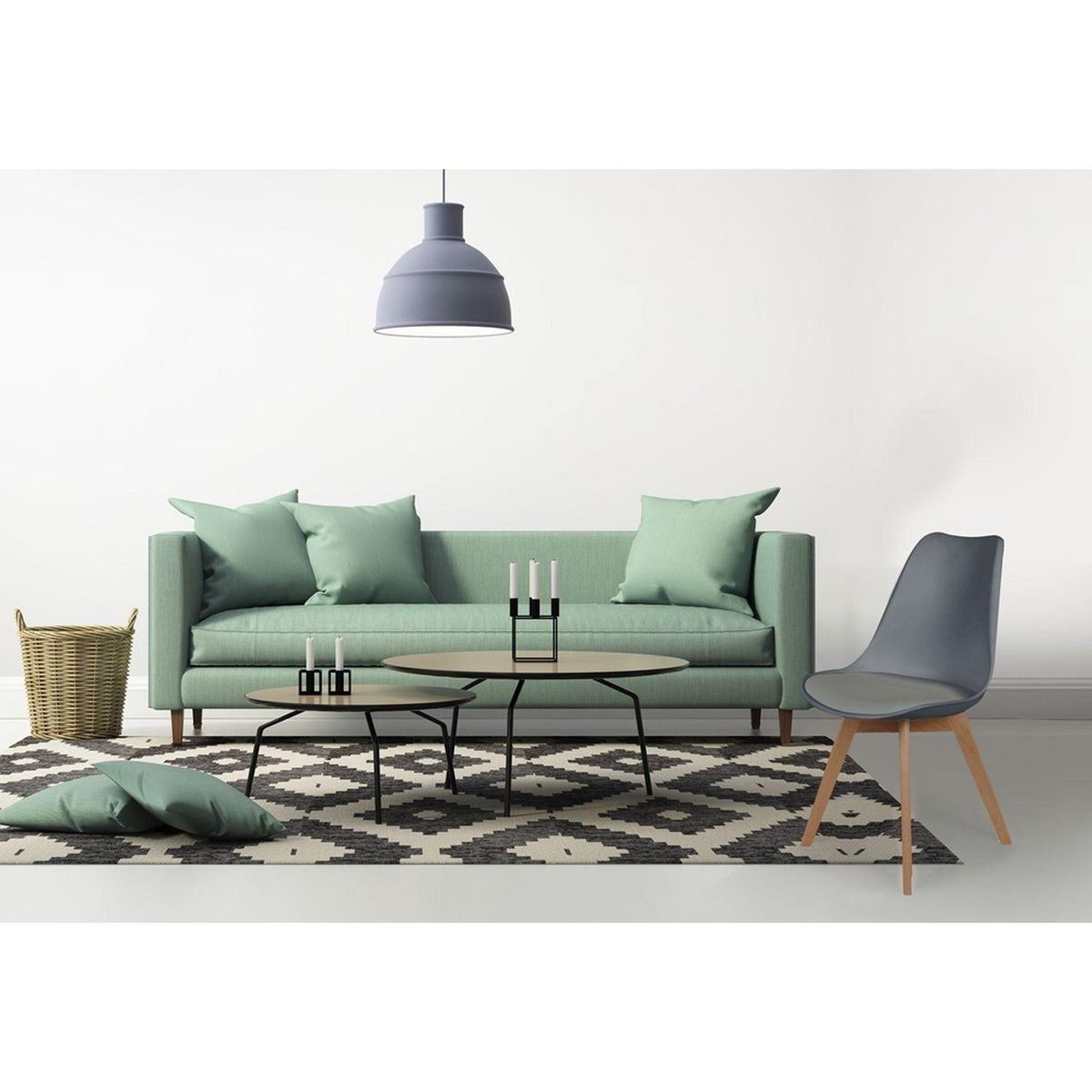 The Home Deco Factory Chaise scandinave avec coussin