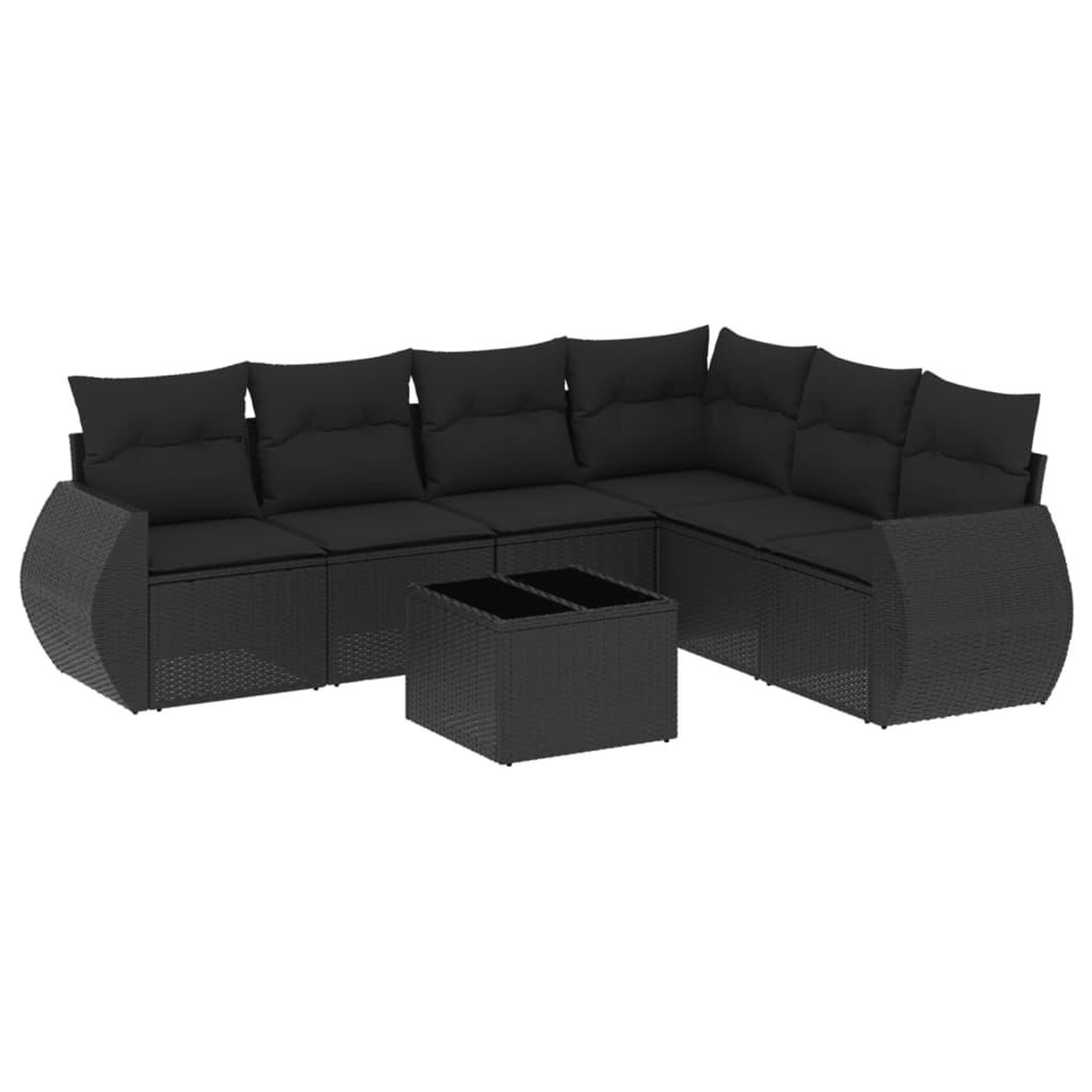 Voir la diapositive 2 : VIDAXL Salon de jardin 7 pcs avec coussins noir resine tressee