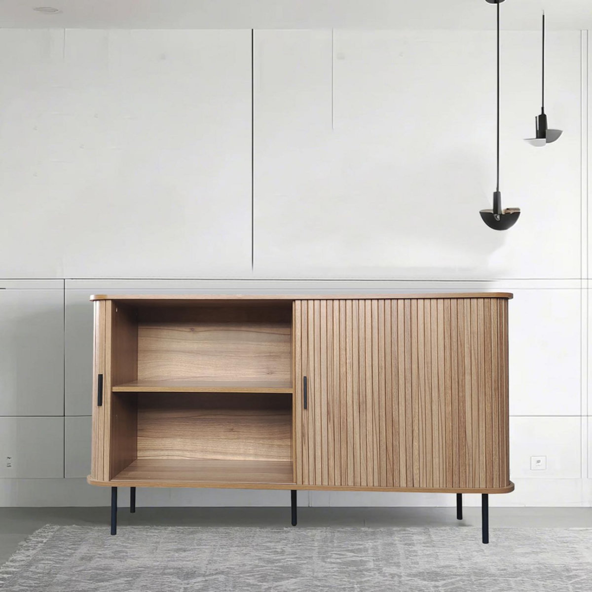 CONCEPT USINE Buffet en bois cannelé à portes coulissantes 140cm SEMARANG