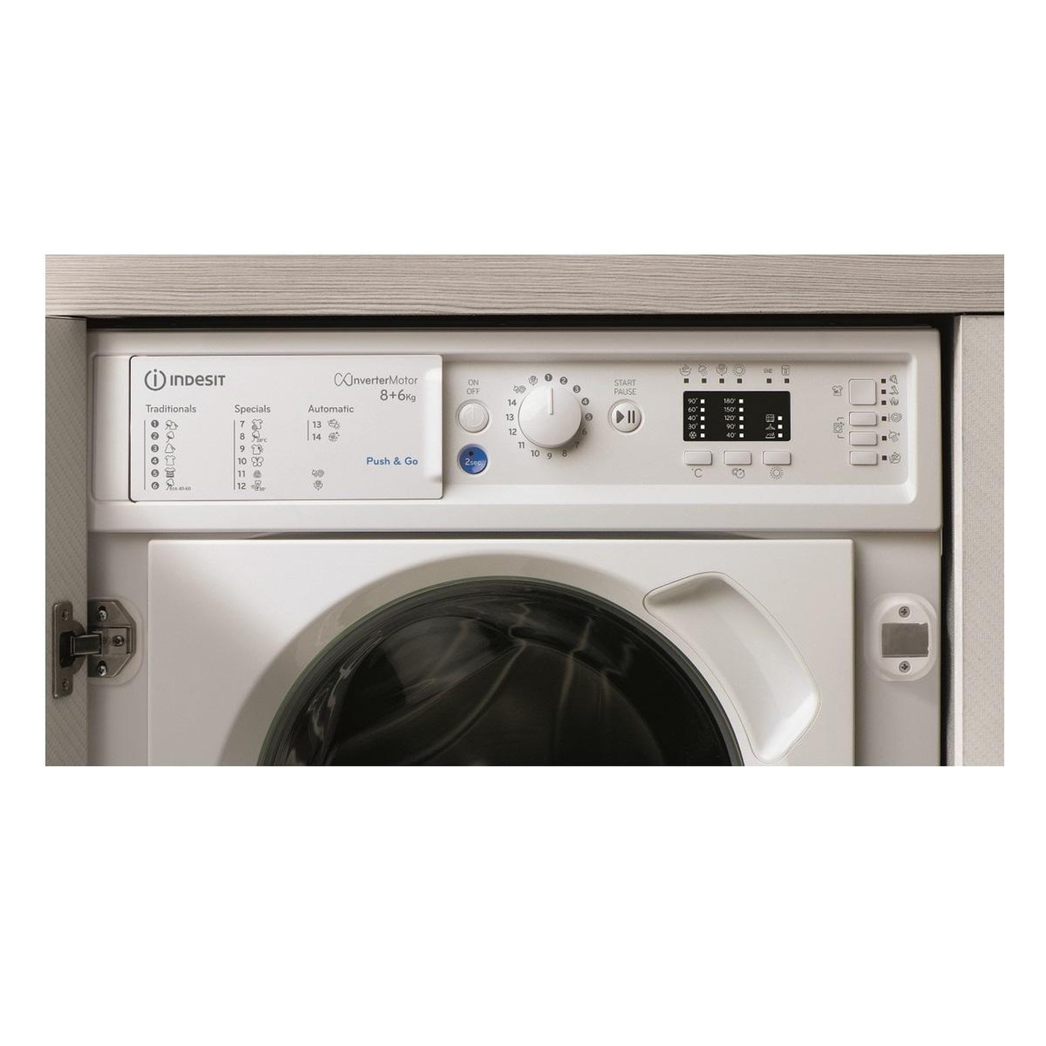 Voir la diapositive 3 : Indesit Lave-linge séchant intégrable 8/6kg 1400 tours/min tout intégrable - biwdil861485eu