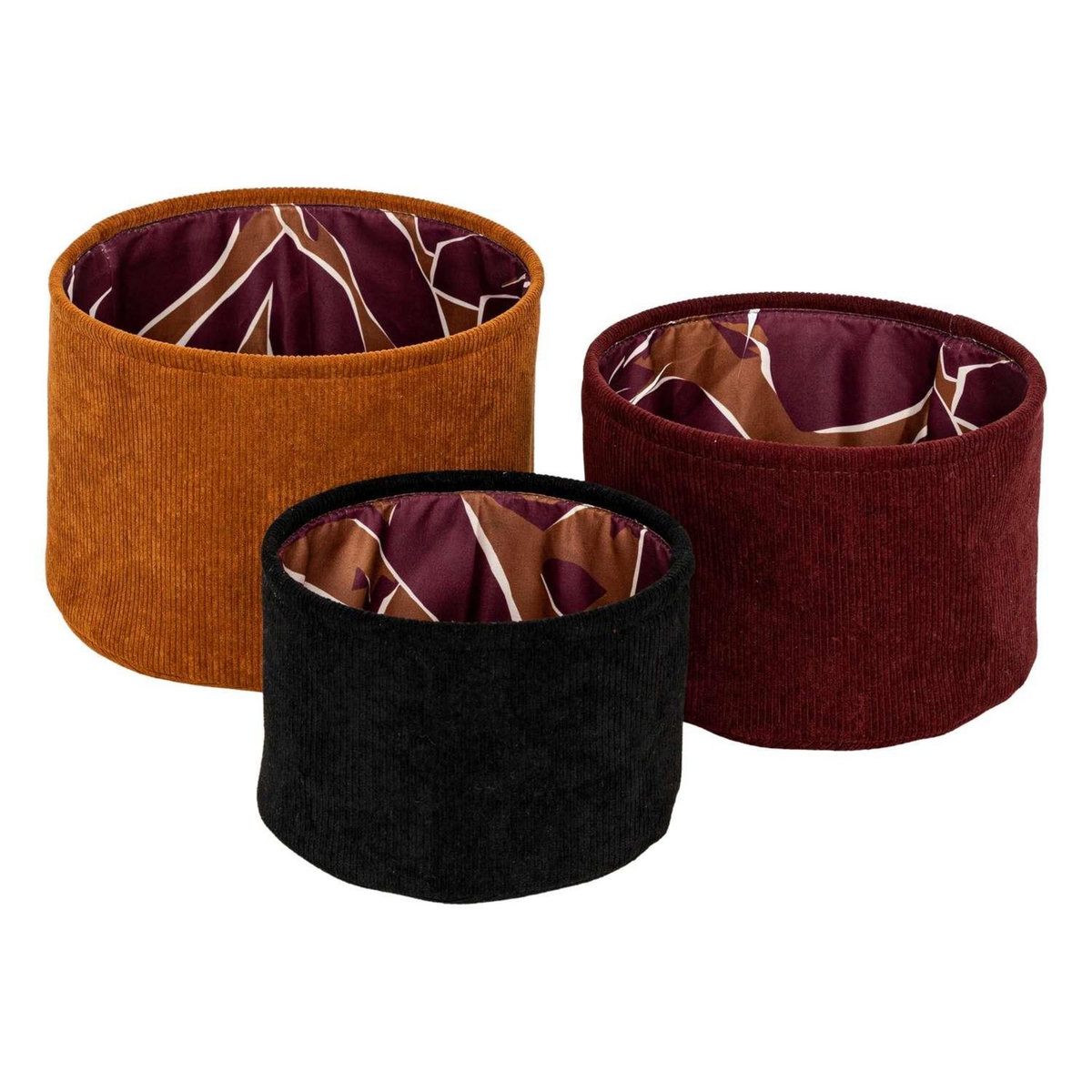 ATMOSPHERA Ensemble de 3 paniers en velours AUTOMNE - Multicolore