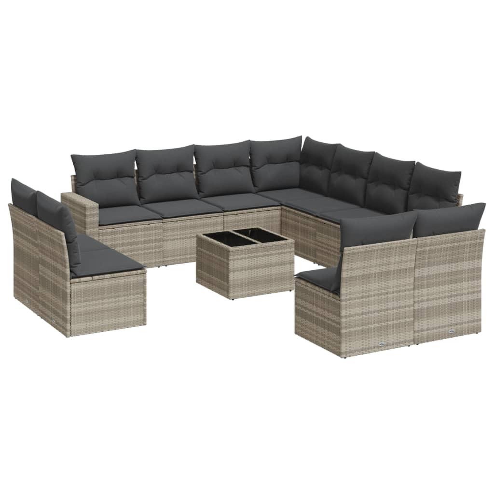 Voir la diapositive 2 : VIDAXL Salon de jardin avec coussins 12 pcs gris clair resine tressee