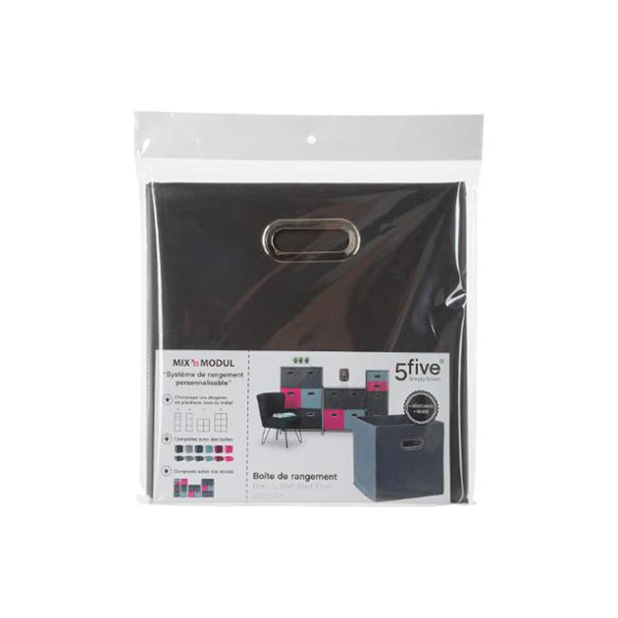 Voir la diapositive 2 : FIVE Boîte de rangement carrée pliable  mix n'modul  31x31cm gris anthracite