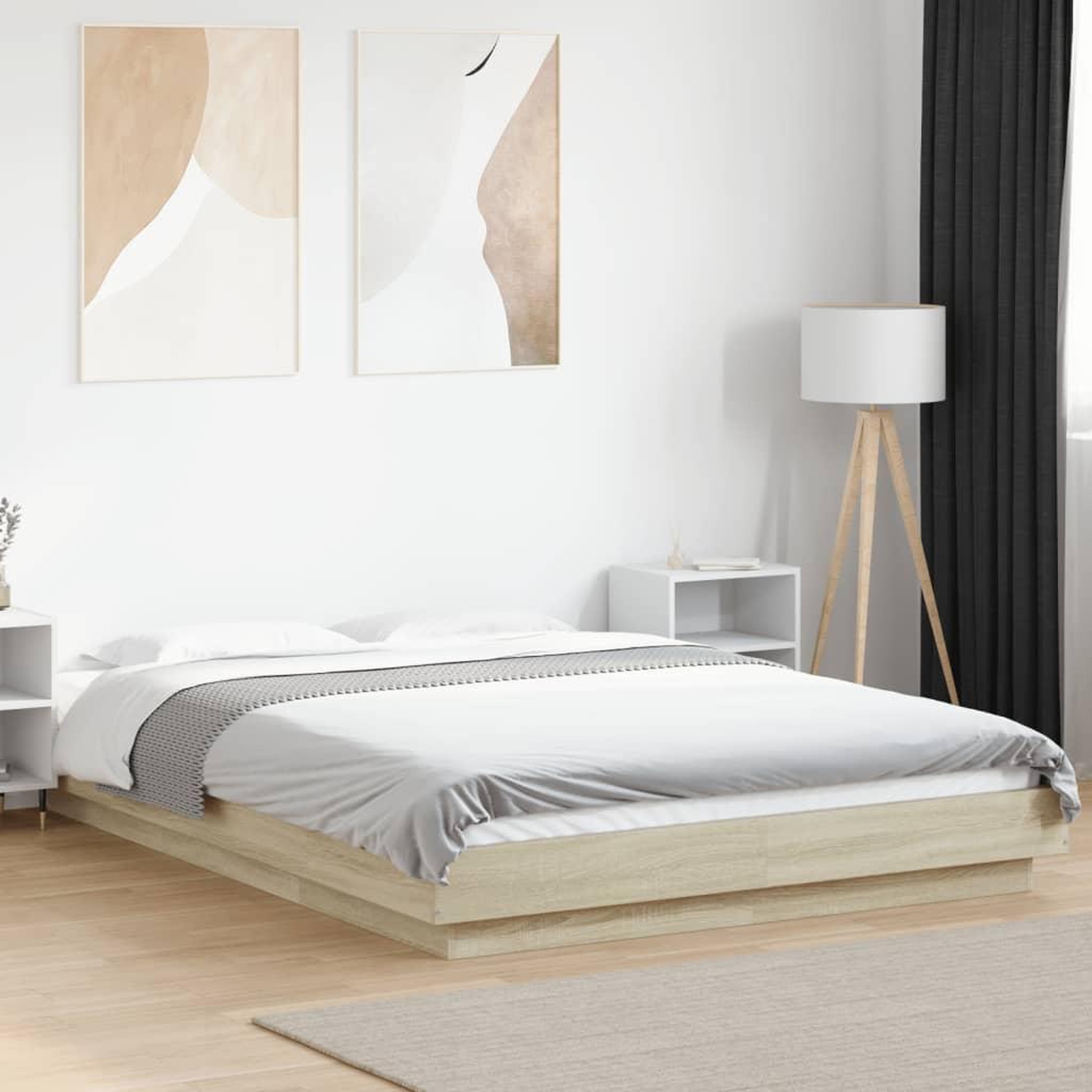 VIDAXL Cadre de lit avec lumieres LED sans matelas 120x200 cm