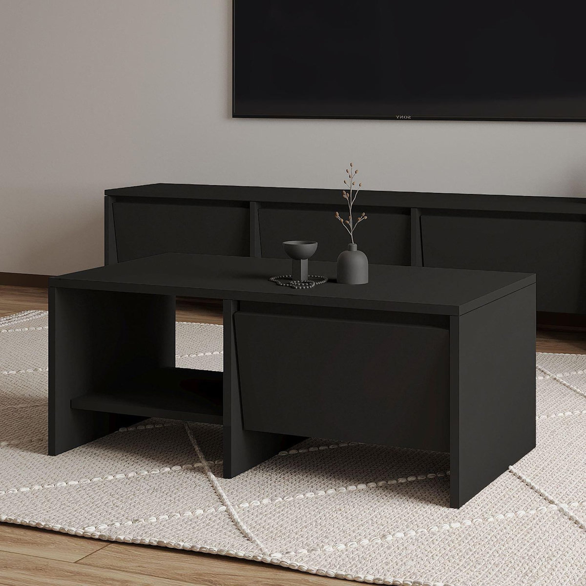 Habitat et Jardin Table basse en bois  Laris  - 90 x 45 x 35 cm - Noir