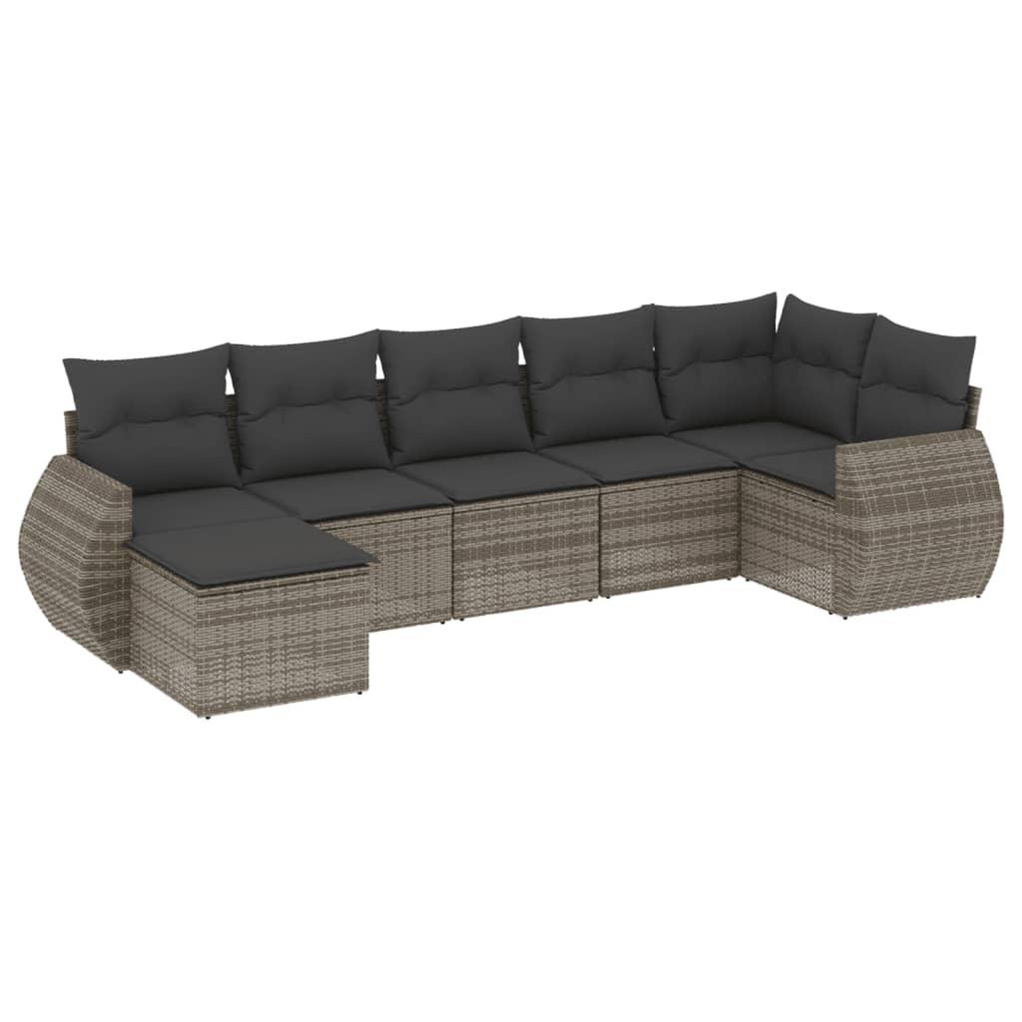 Voir la diapositive 2 : VIDAXL Salon de jardin avec coussins 7 pcs gris resine tressee