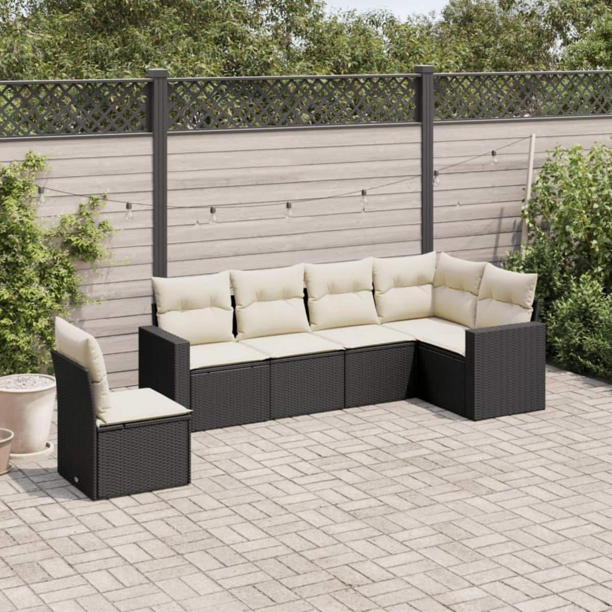 VIDAXL Salon de jardin 6 pcs avec coussins noir resine tressee