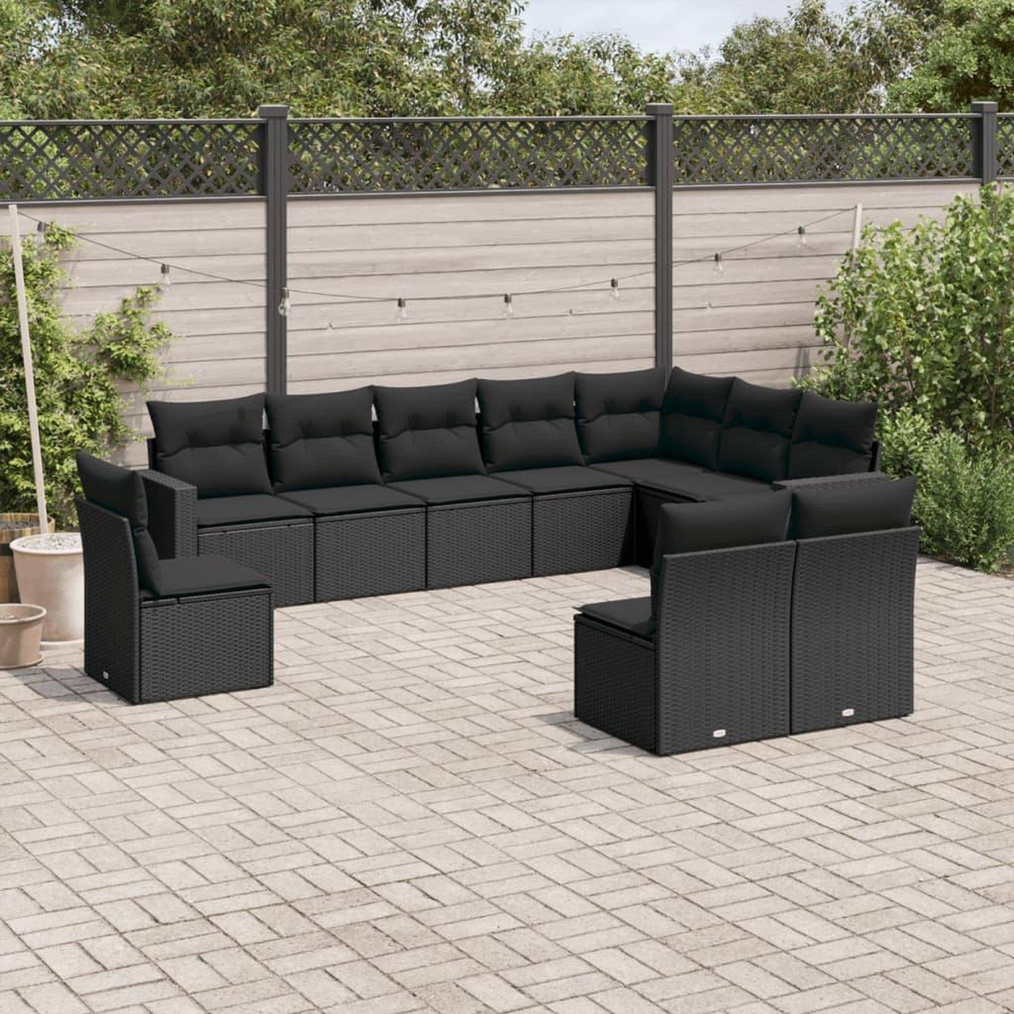 VIDAXL Salon de jardin 10 pcs avec coussins noir resine tressee