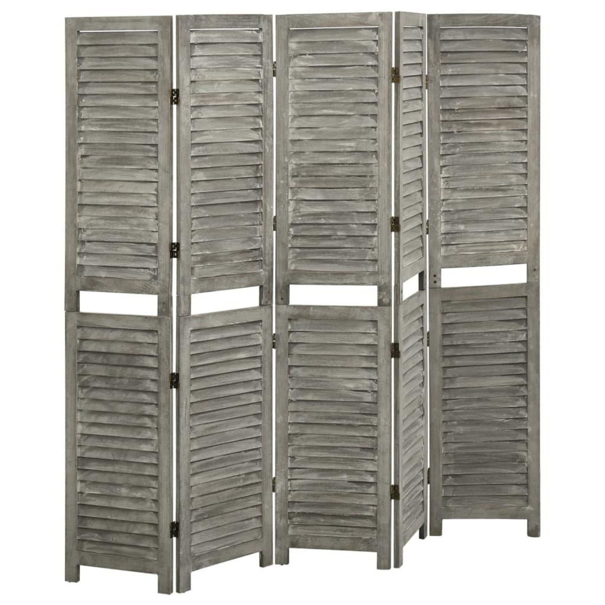 VIDAXL Cloison de separation 5 panneaux Gris 179x166 cm Bois solide