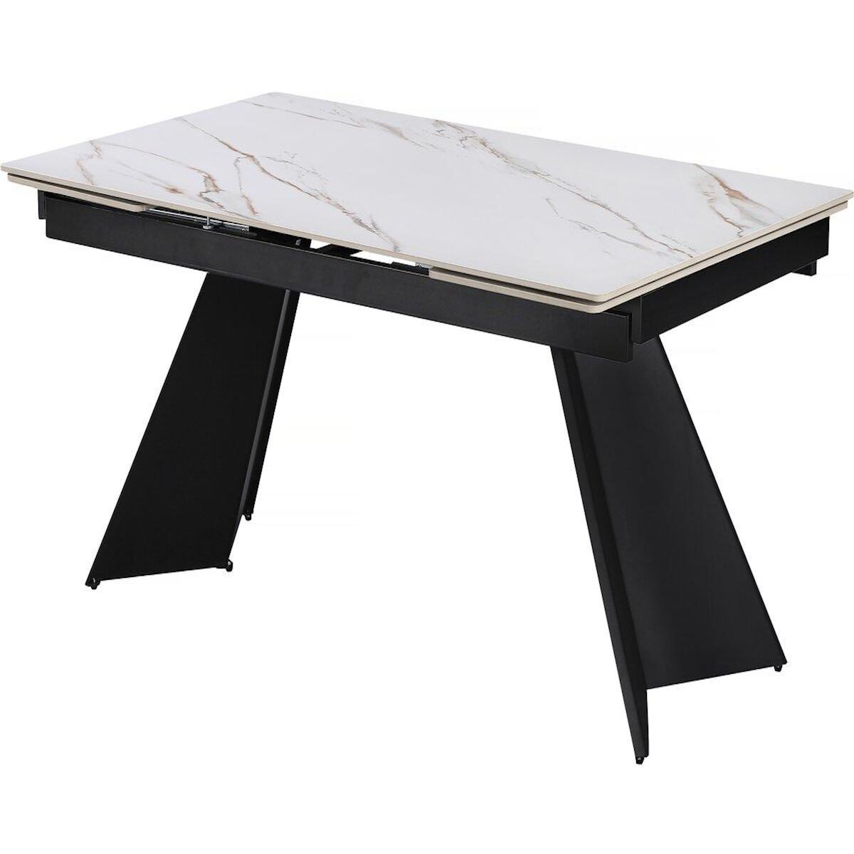 Habitat et Jardin Table de repas extensible en céramique 6 à 10 personnes  Equinoxe  - Blanc marbré gold