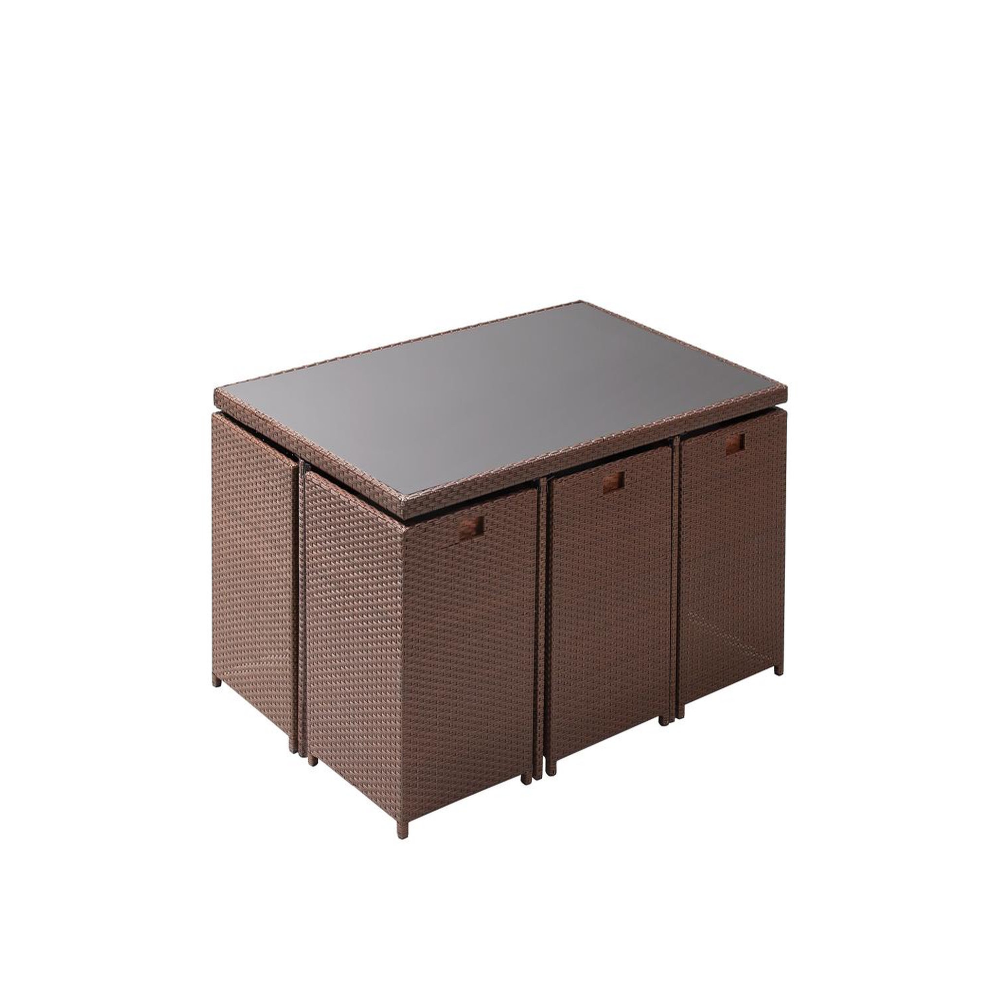 Voir la diapositive 6 : CONCEPT USINE Table et chaises 10 places encastrables résine marron-blanc monaco