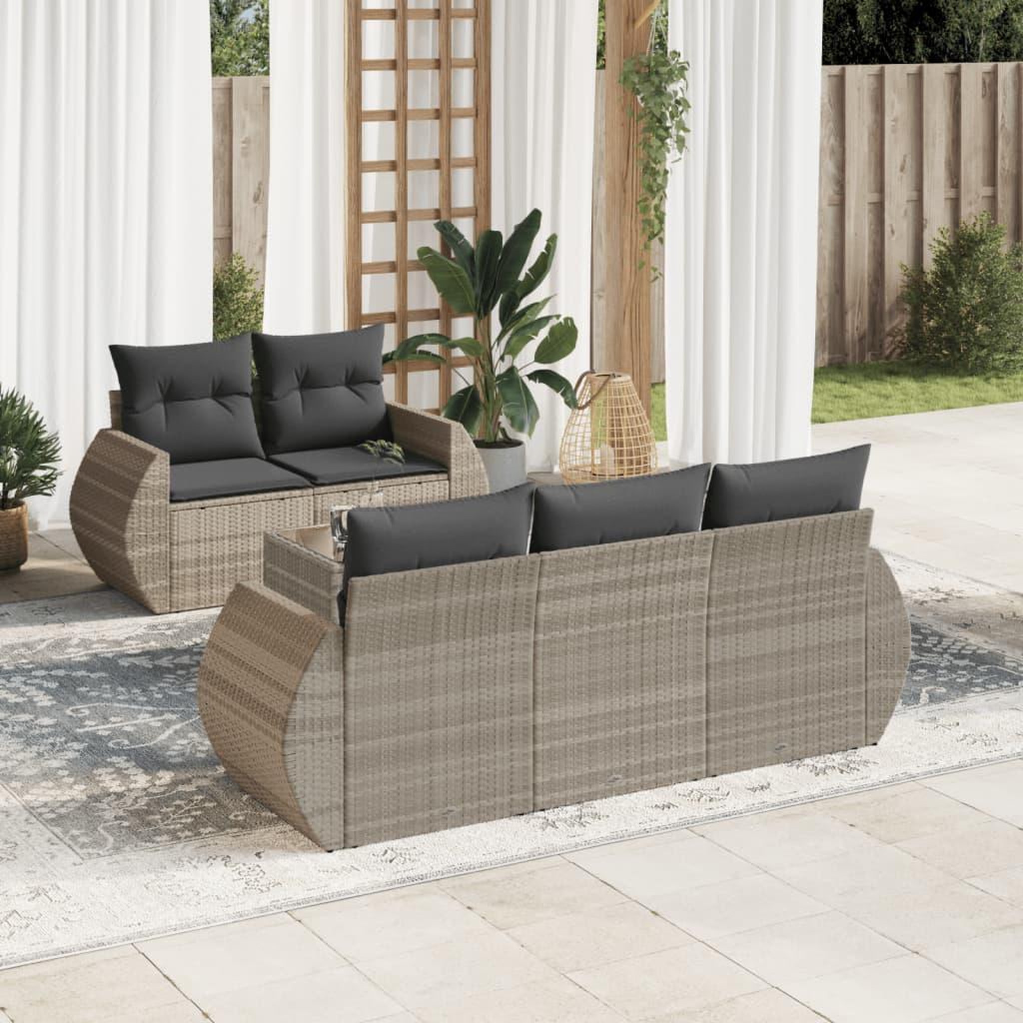 VIDAXL Salon de jardin 6 pcs avec coussins gris clair resine tressee