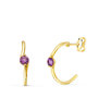 Voir la diapositive 1 : L'ATELIER D'AZUR Boucles d'Oreilles Demi Créoles Améthystes - Or 18 Carats 750 Jaune