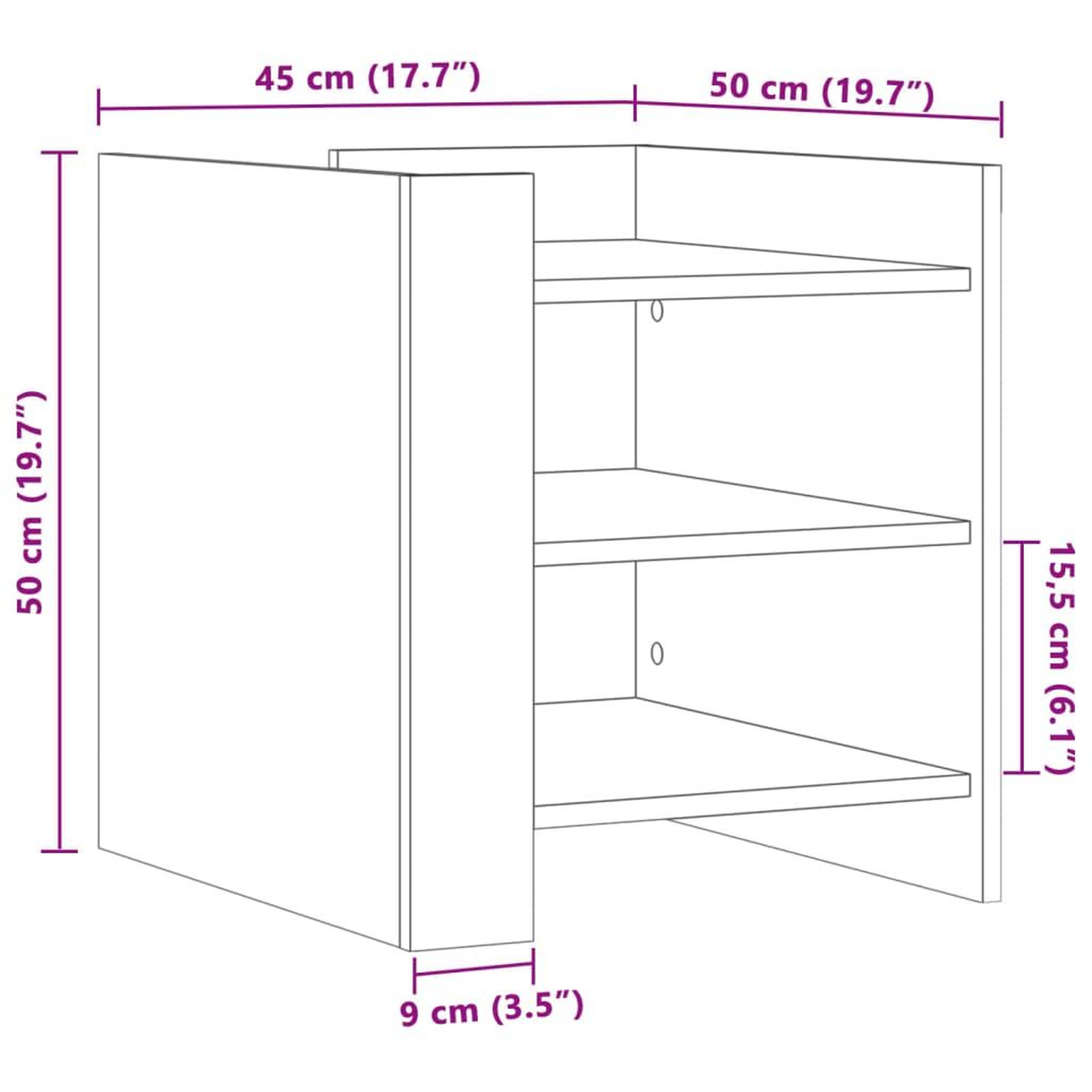 Voir la diapositive 6 : VIDAXL Table de chevet chene fume 45x50x50 cm bois d'ingenierie