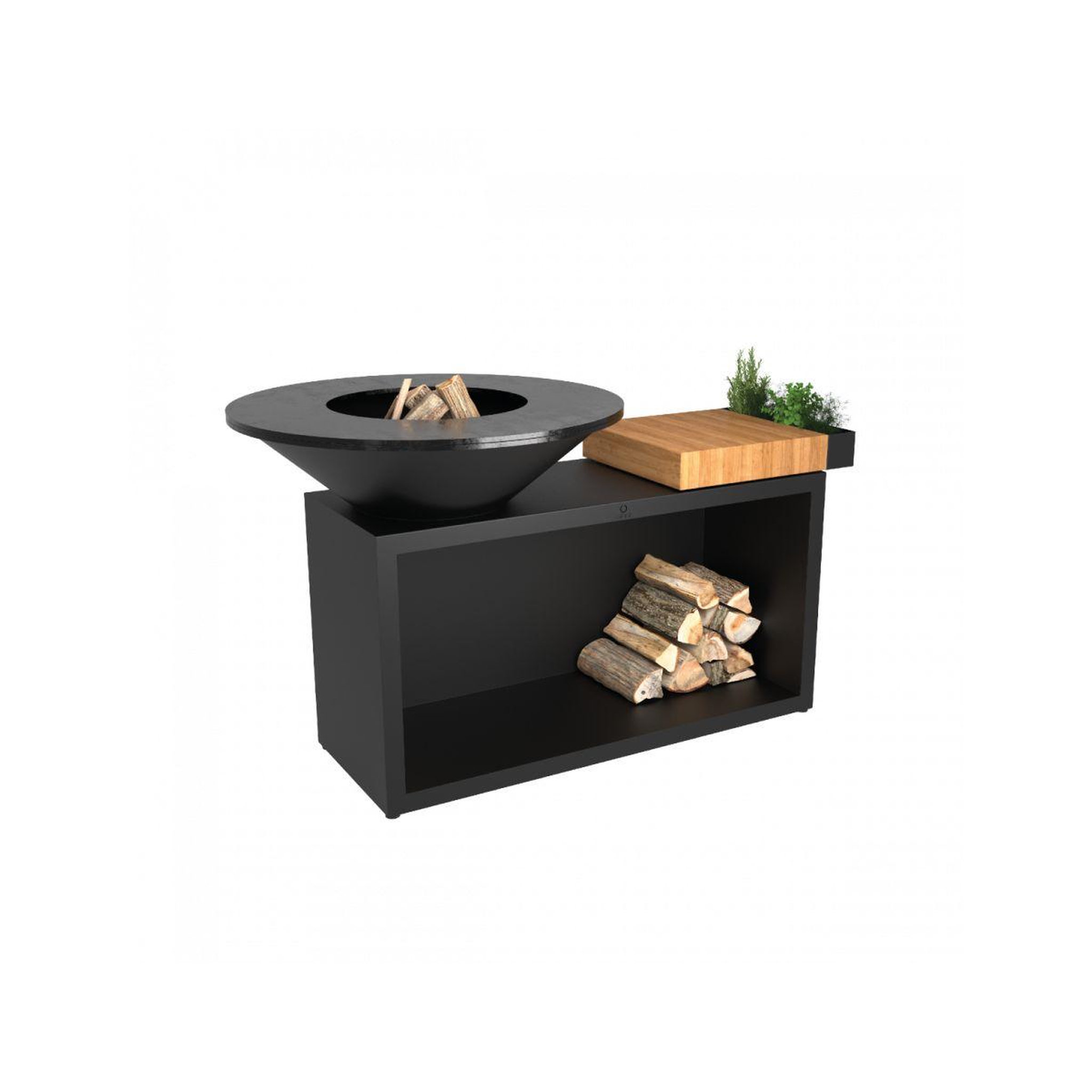 Voir la diapositive 4 : OFYR Brasero island black 100 teak wood oi3b100w
