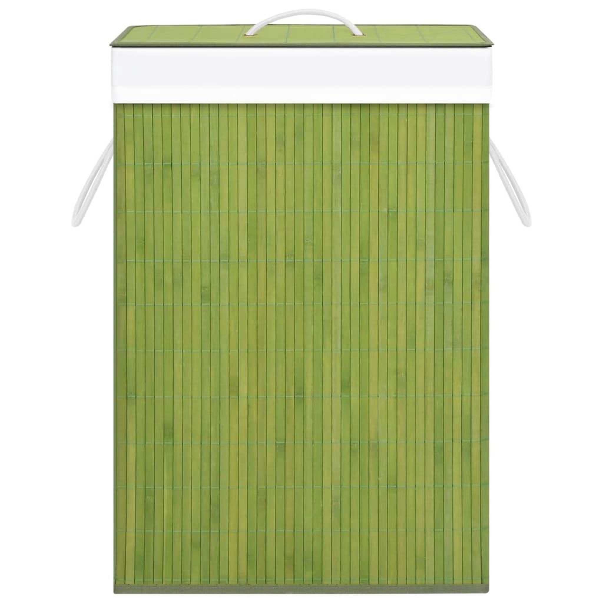 Voir la diapositive 3 : VIDAXL Panier a linge avec 2 sections bambou vert 72 L