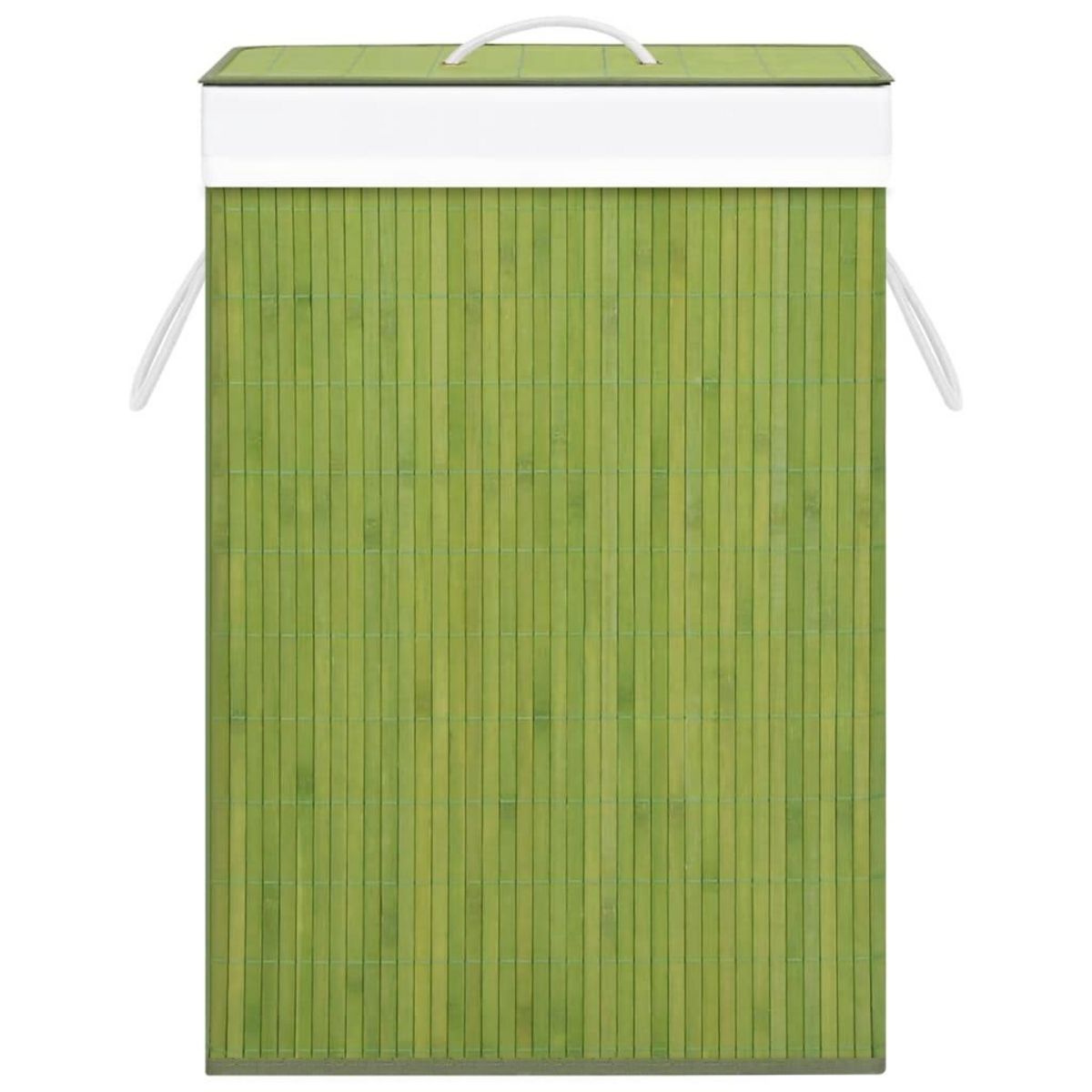 VIDAXL Panier a linge avec 2 sections bambou vert 72 L