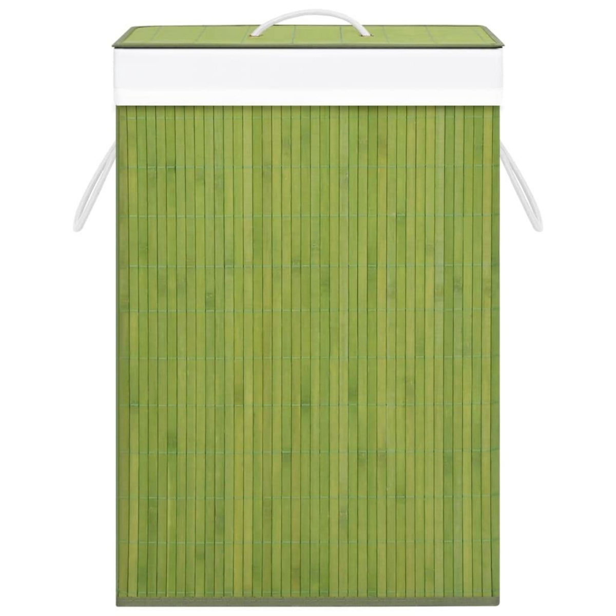 VIDAXL Panier a linge avec 2 sections bambou vert 72 L