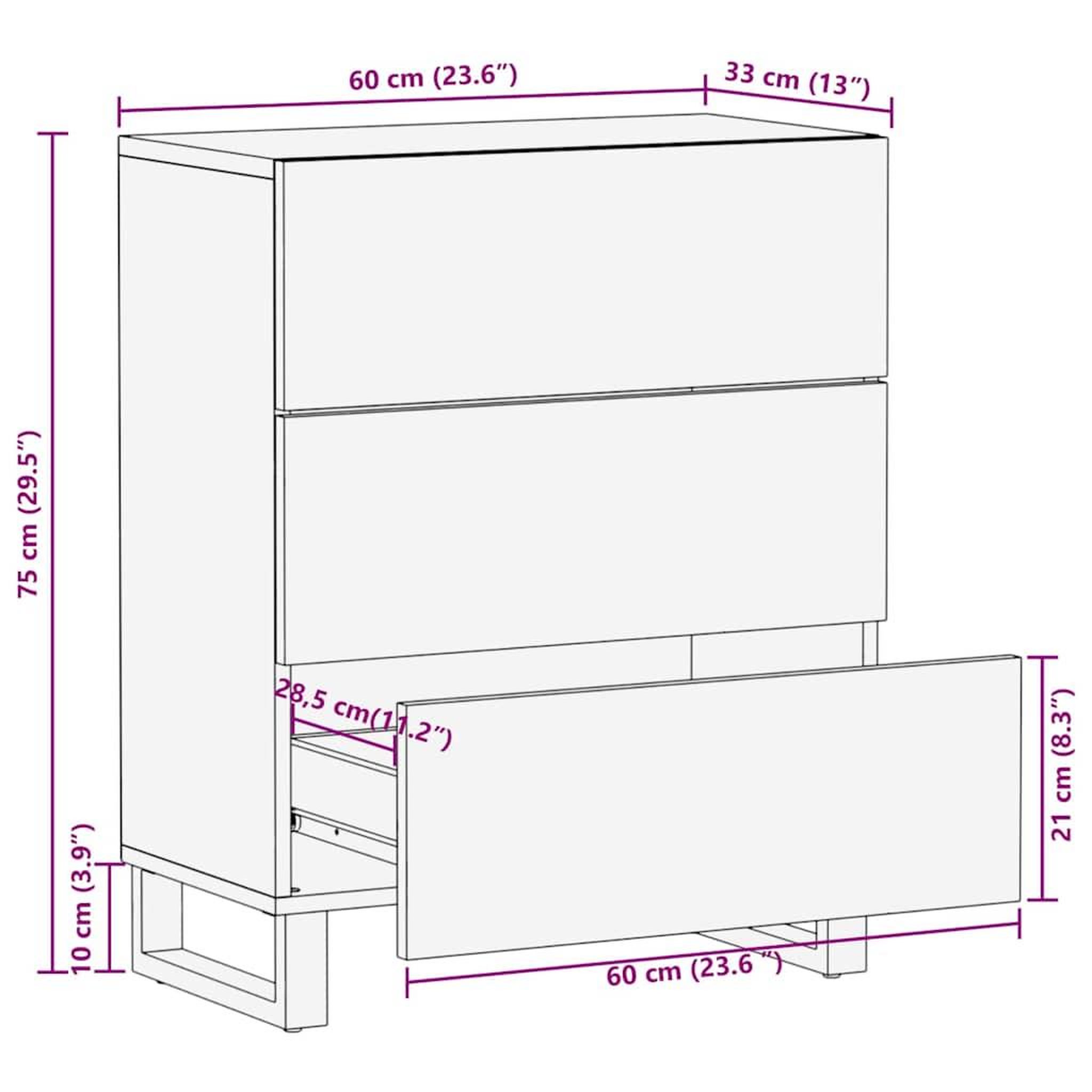 Voir la diapositive 6 : VIDAXL Buffet noir 60x33x75 cm bois massif de manguier