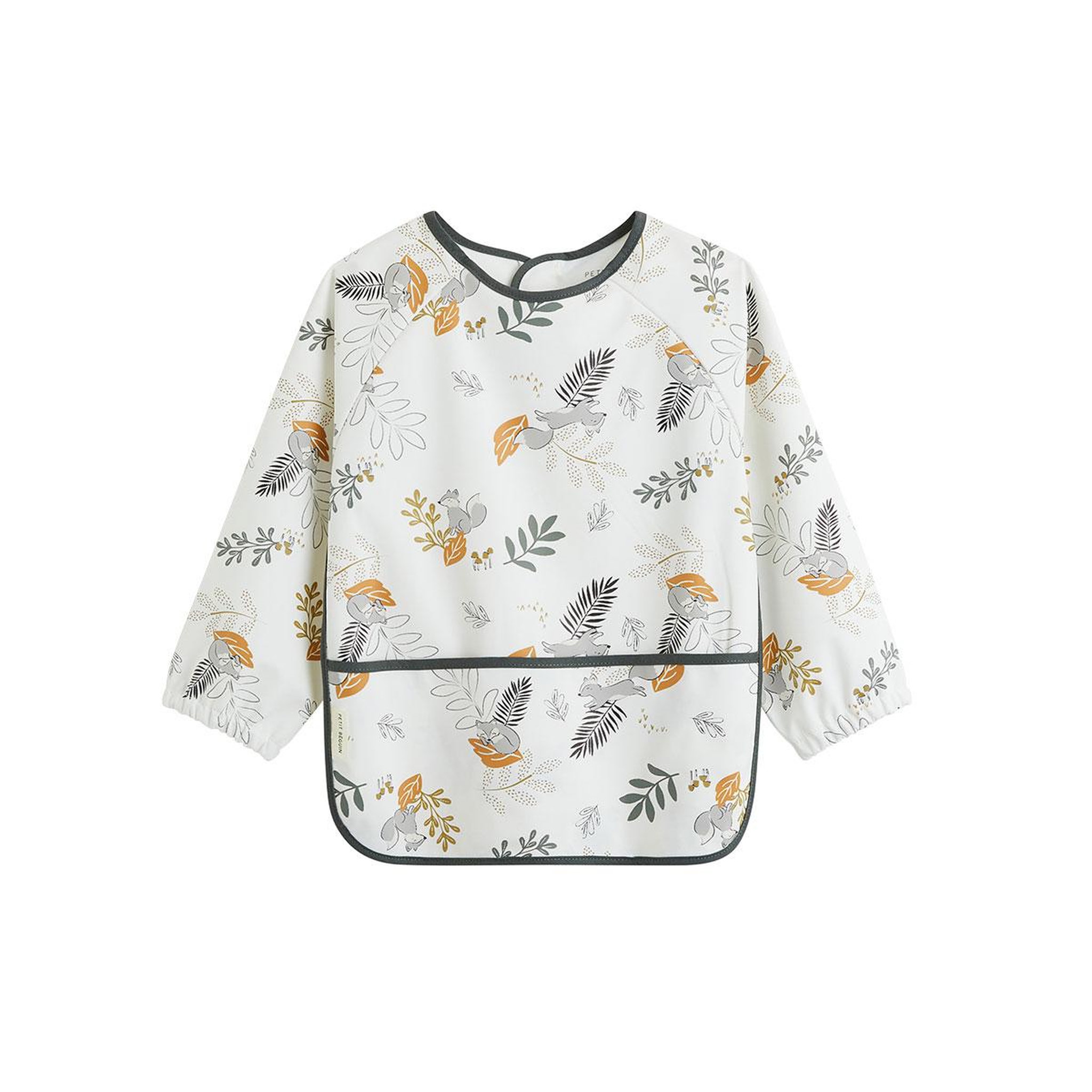 Petit Béguin Bavoir tablier manches longues elliott. Coloris disponibles : Beige