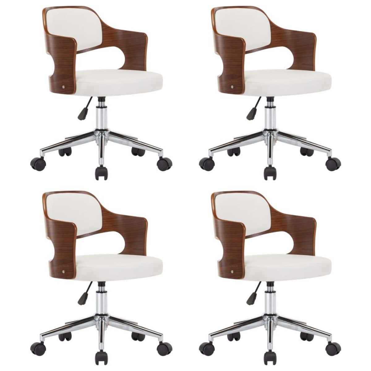 VIDAXL Chaises pivotantes a manger lot de 4 bois courbe et similicuir