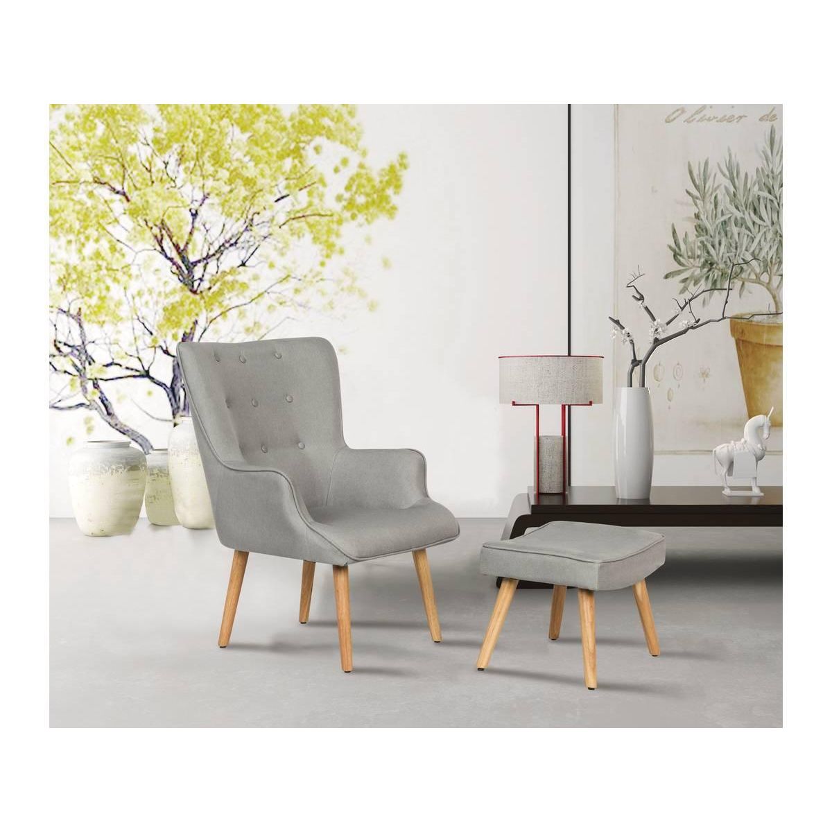 Habitat et Jardin Fauteuil style scandinave en tissu  Odense  - 1 place - Gris clair