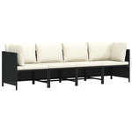 VIDAXL Canape de jardin a 4 places avec coussins Noir Resine tressee