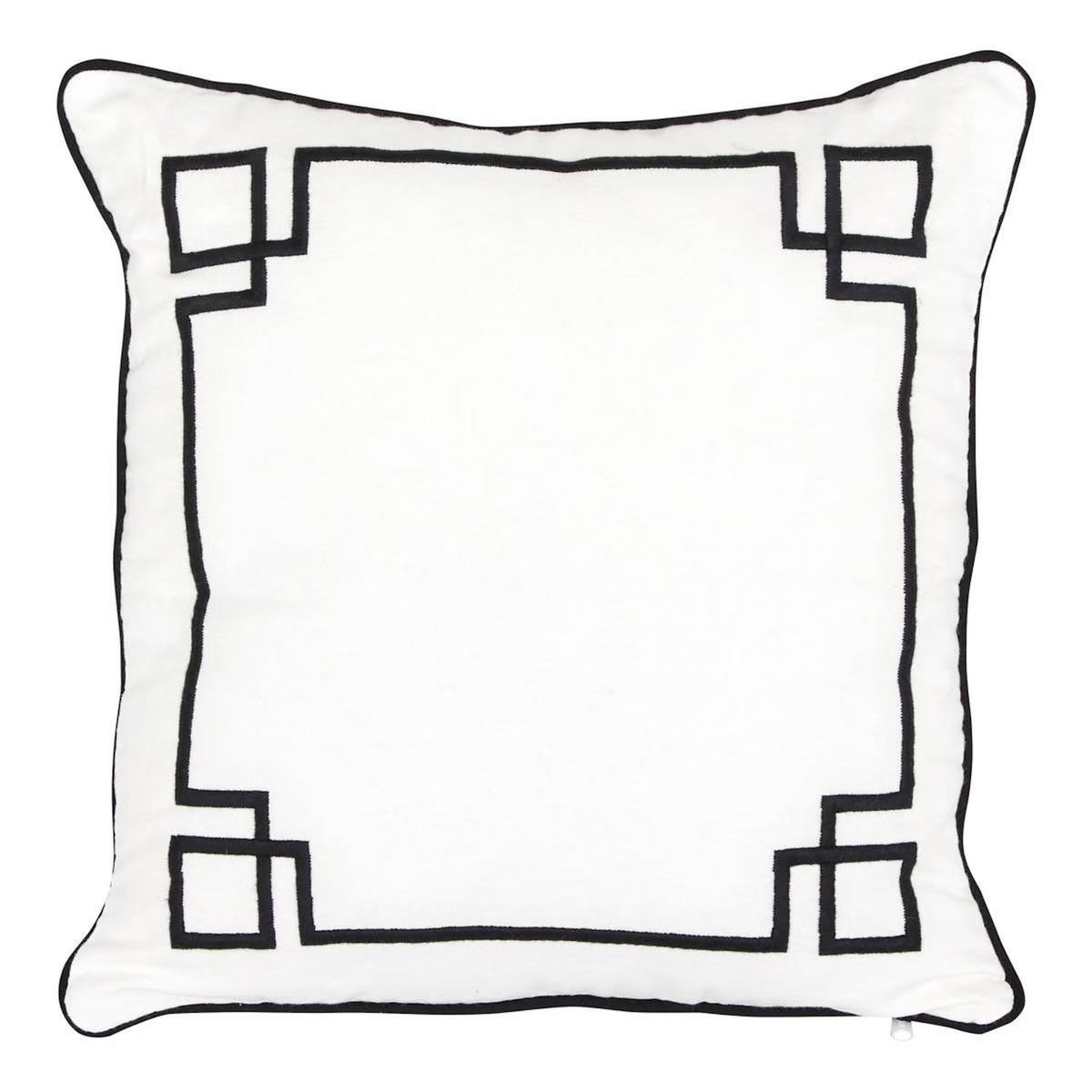 ATMOSPHERA Coussin Déco Brodé  The Palm  40x40cm Blanc